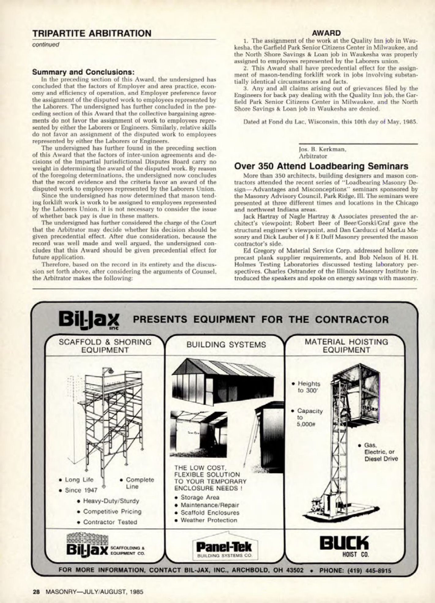 Masonry Magazine August 1985 Page. 28