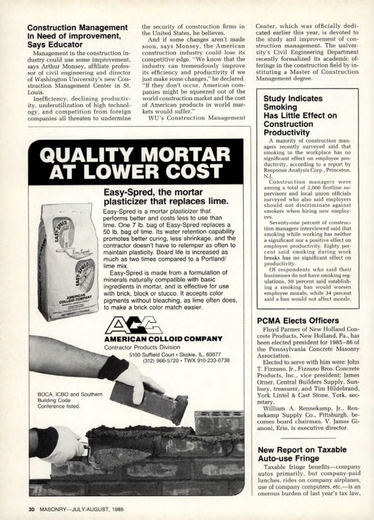 Masonry Magazine August 1985 Page. 30