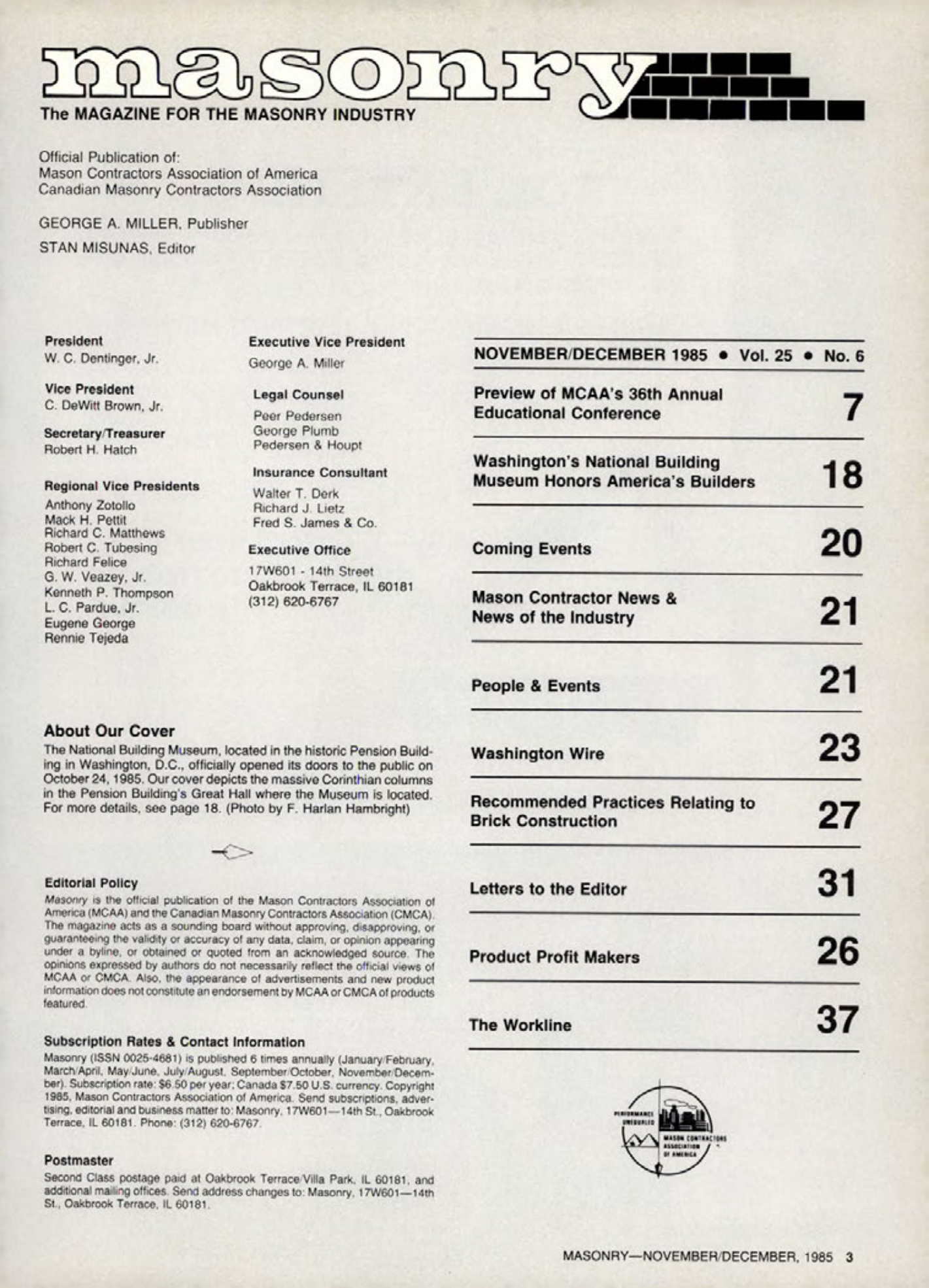 Masonry Magazine December 1985 Page. 3