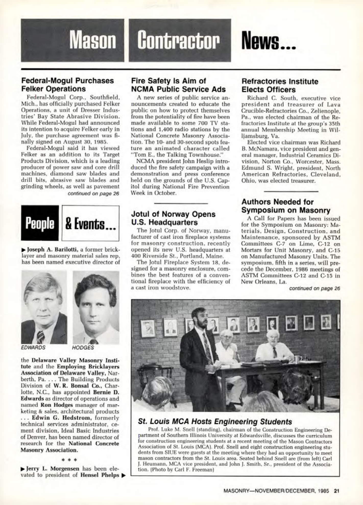 Masonry Magazine December 1985 Page. 21