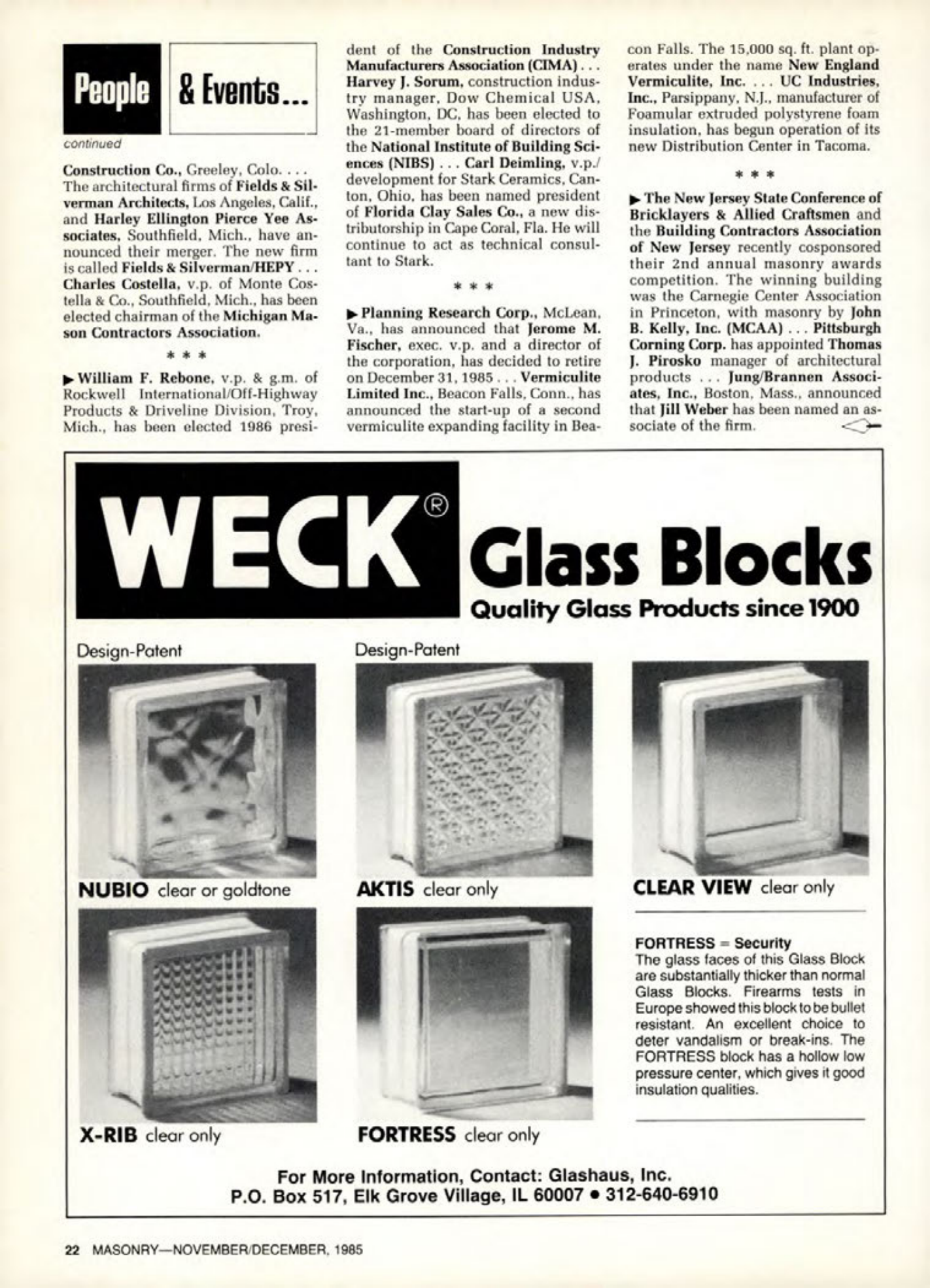 Masonry Magazine December 1985 Page. 22