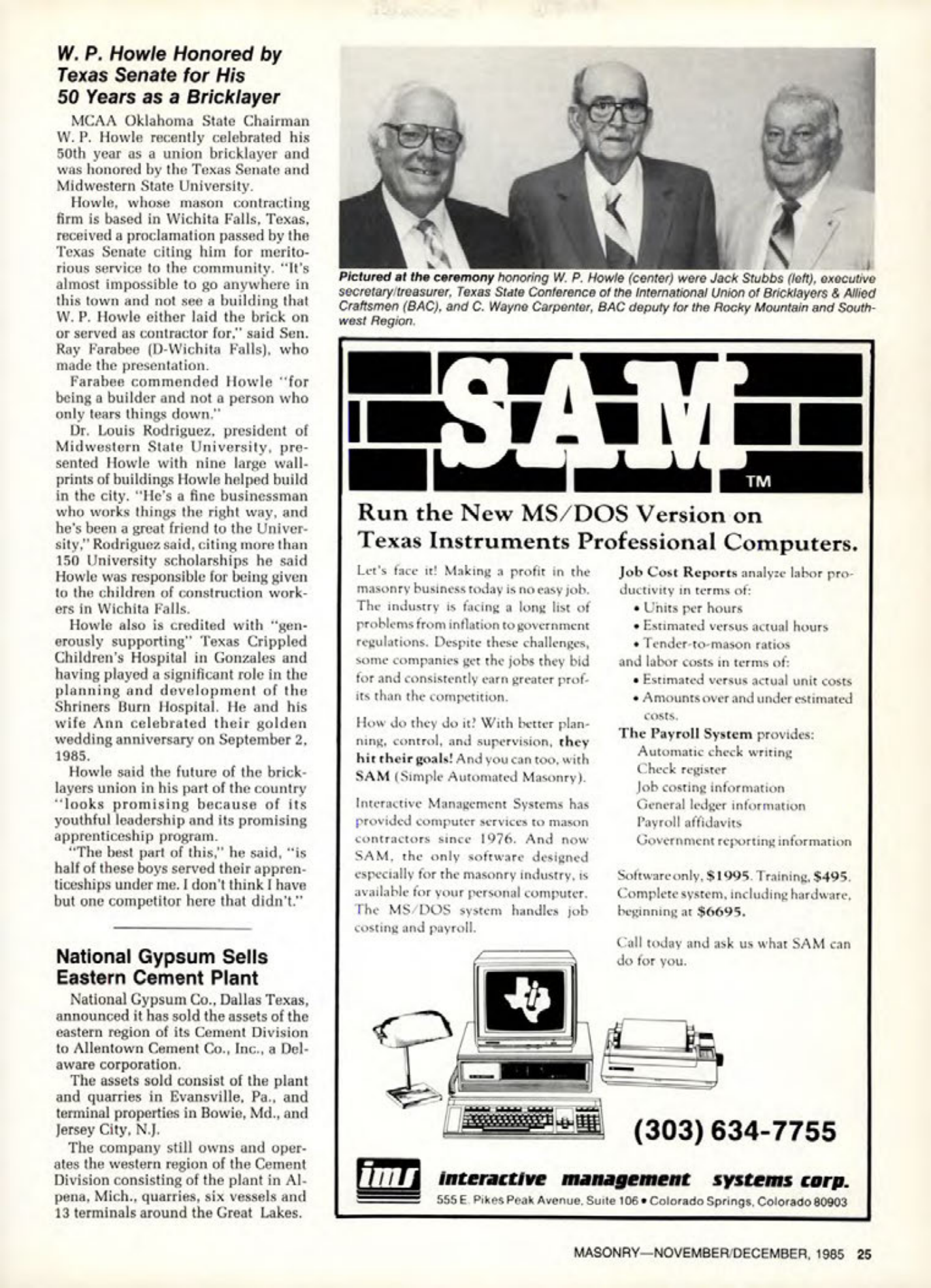 Masonry Magazine December 1985 Page. 25