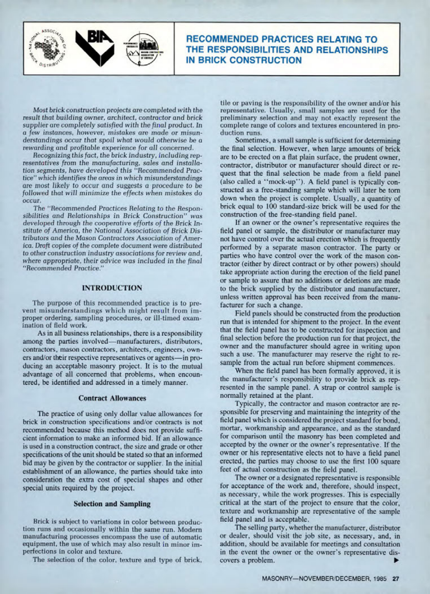 Masonry Magazine December 1985 Page. 27