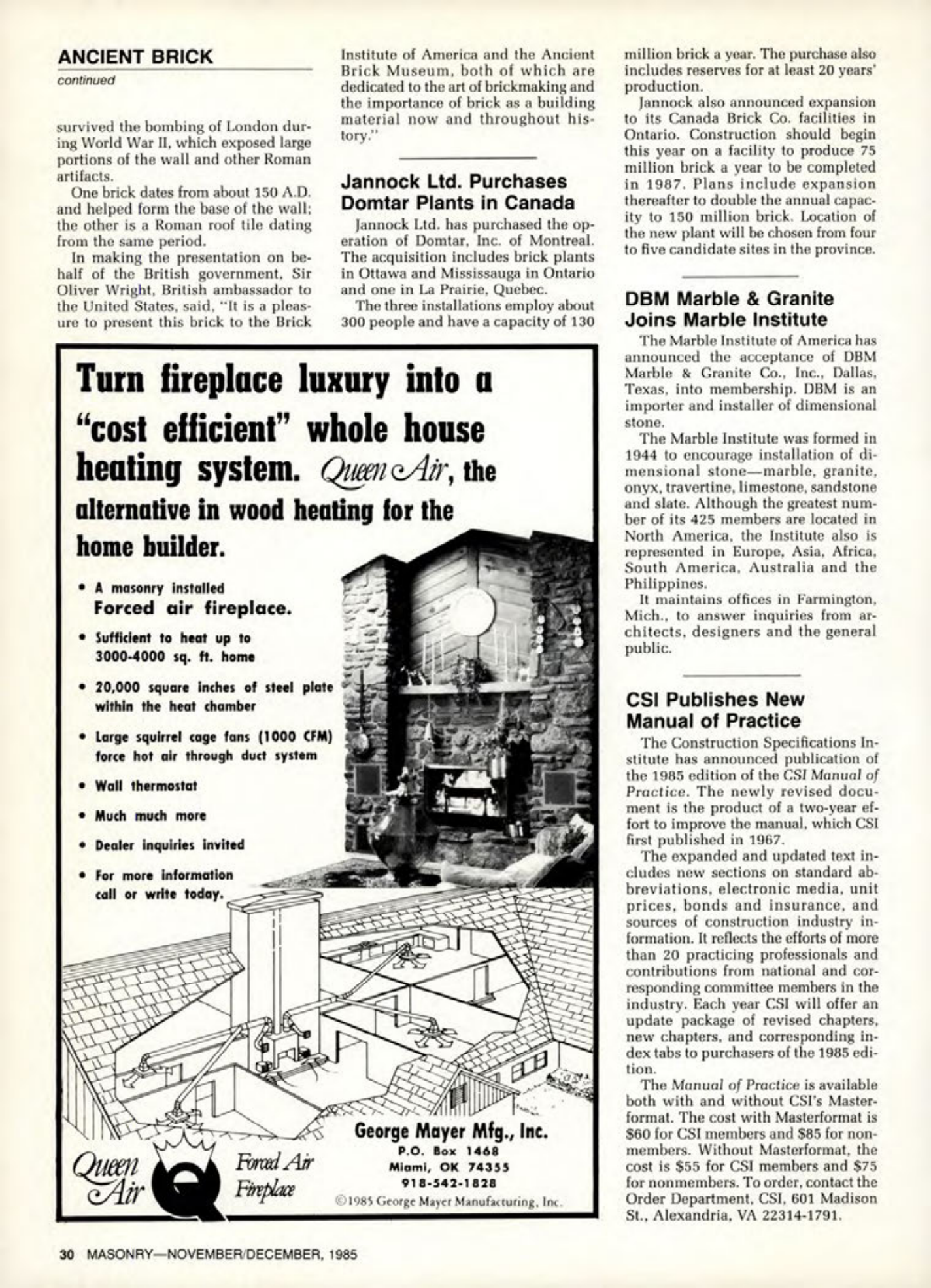 Masonry Magazine December 1985 Page. 30