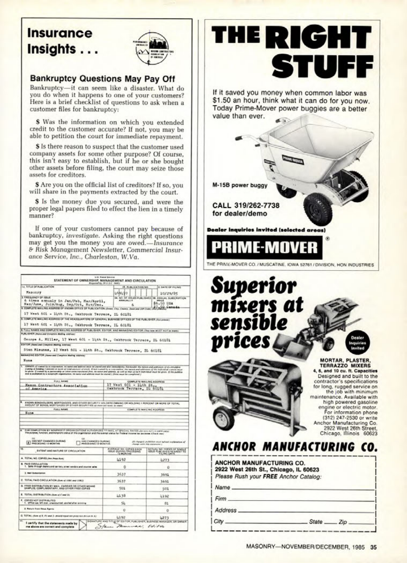 Masonry Magazine December 1985 Page. 35