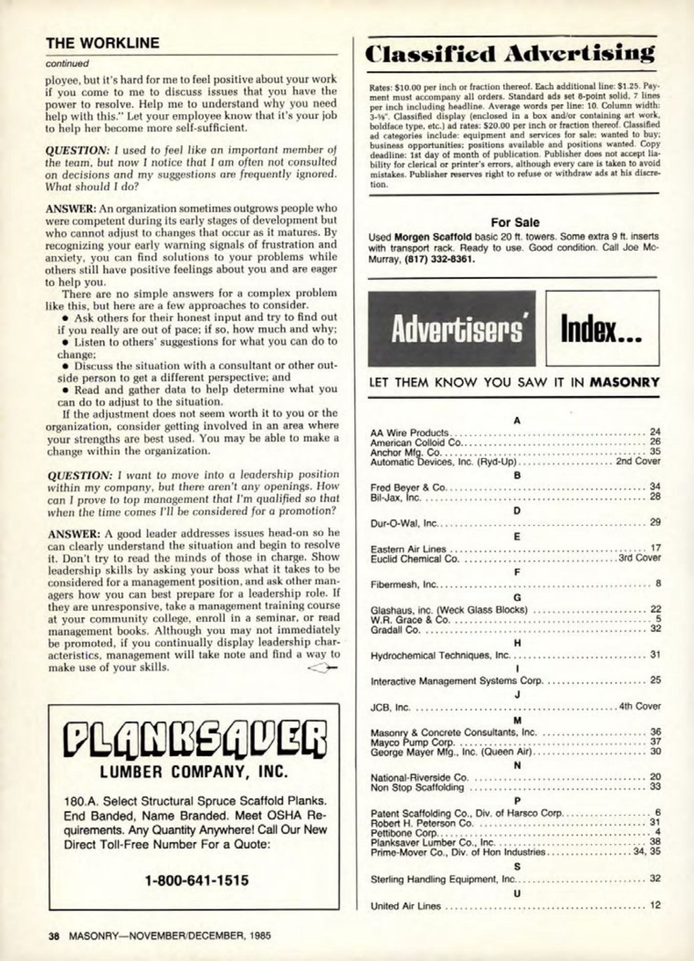 Masonry Magazine December 1985 Page. 38