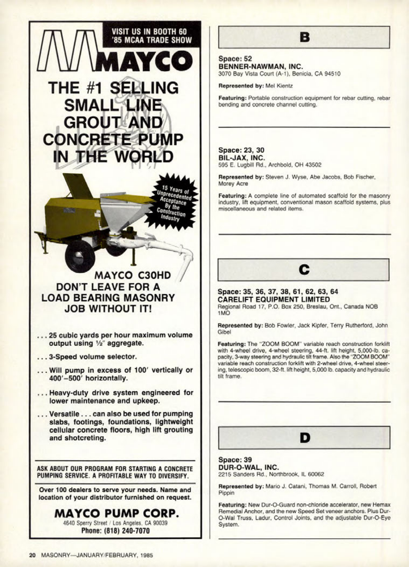Masonry Magazine February 1985 Page. 20