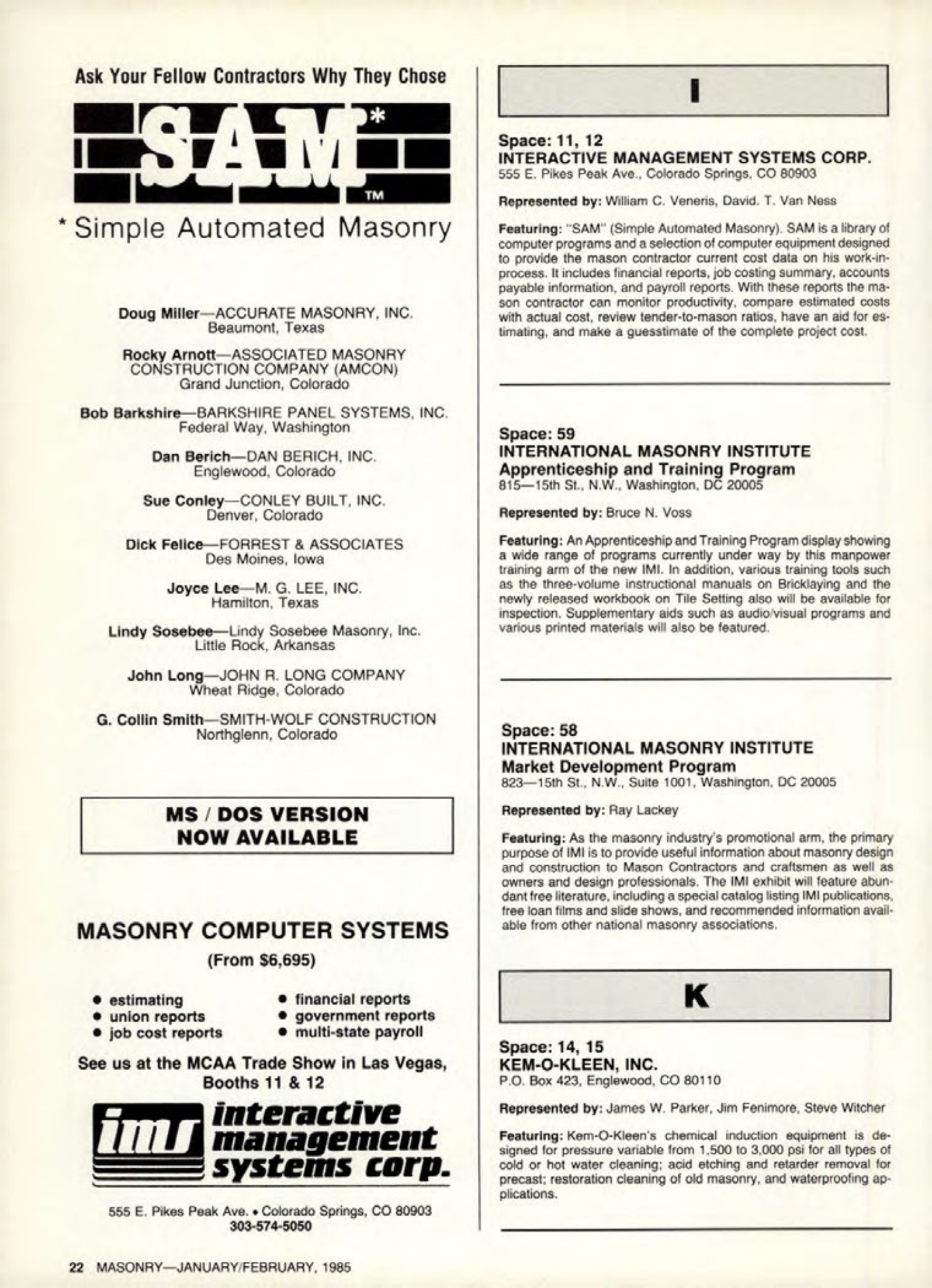 Masonry Magazine February 1985 Page. 22