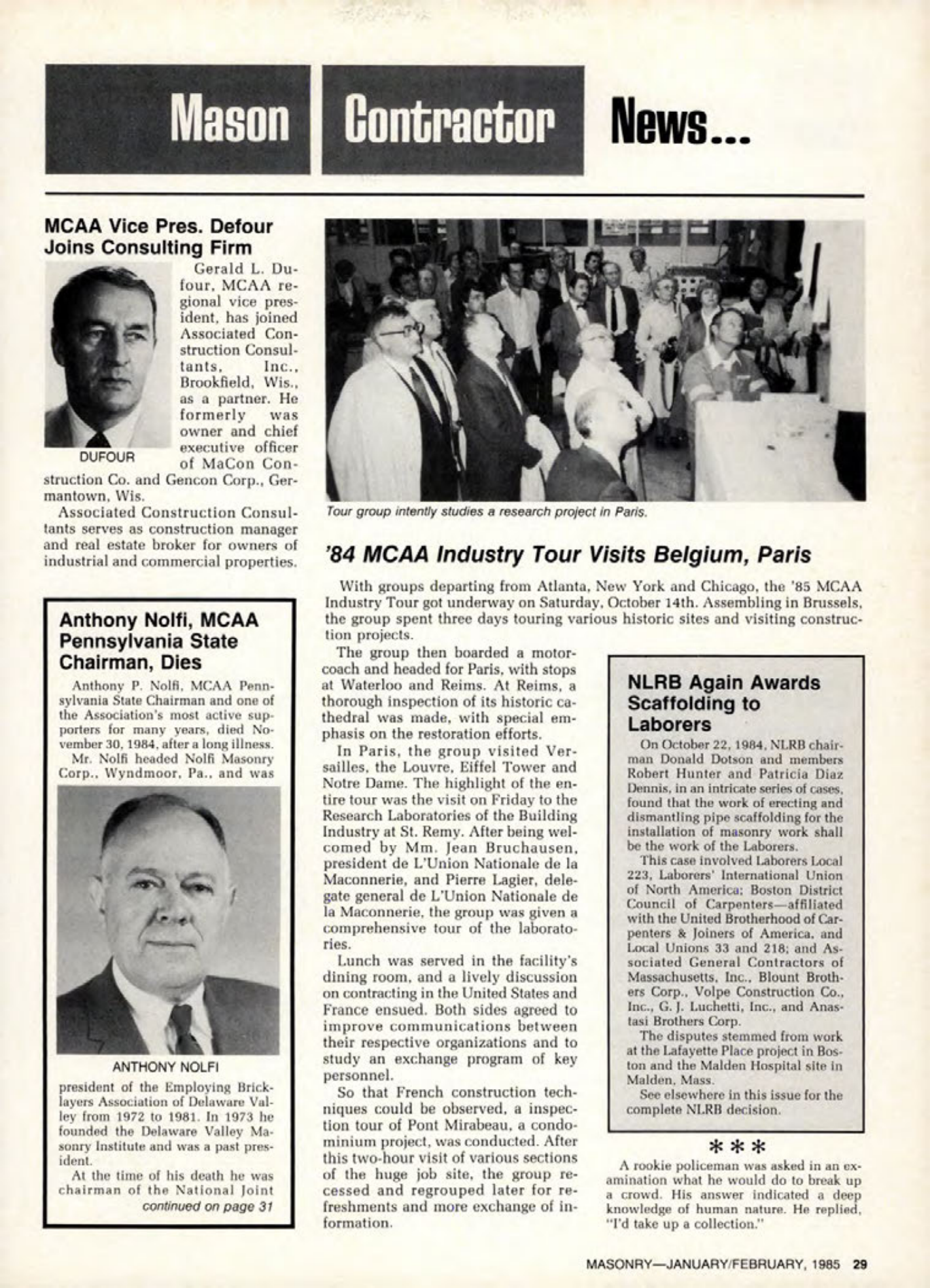 Masonry Magazine February 1985 Page. 29