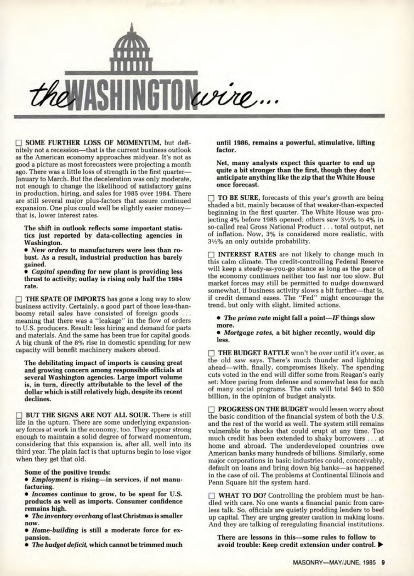 Masonry Magazine June 1985 Page. 9