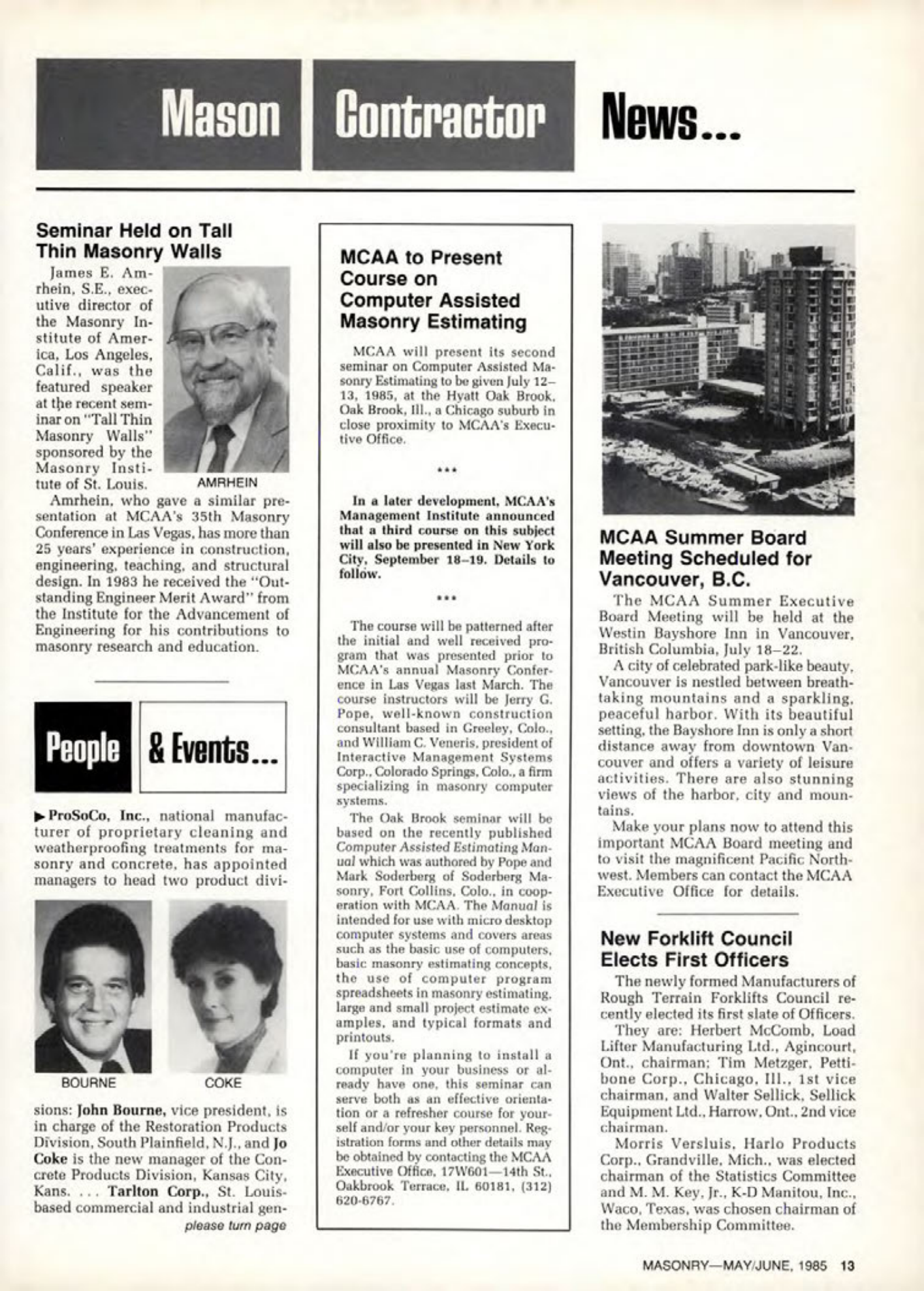 Masonry Magazine June 1985 Page. 13
