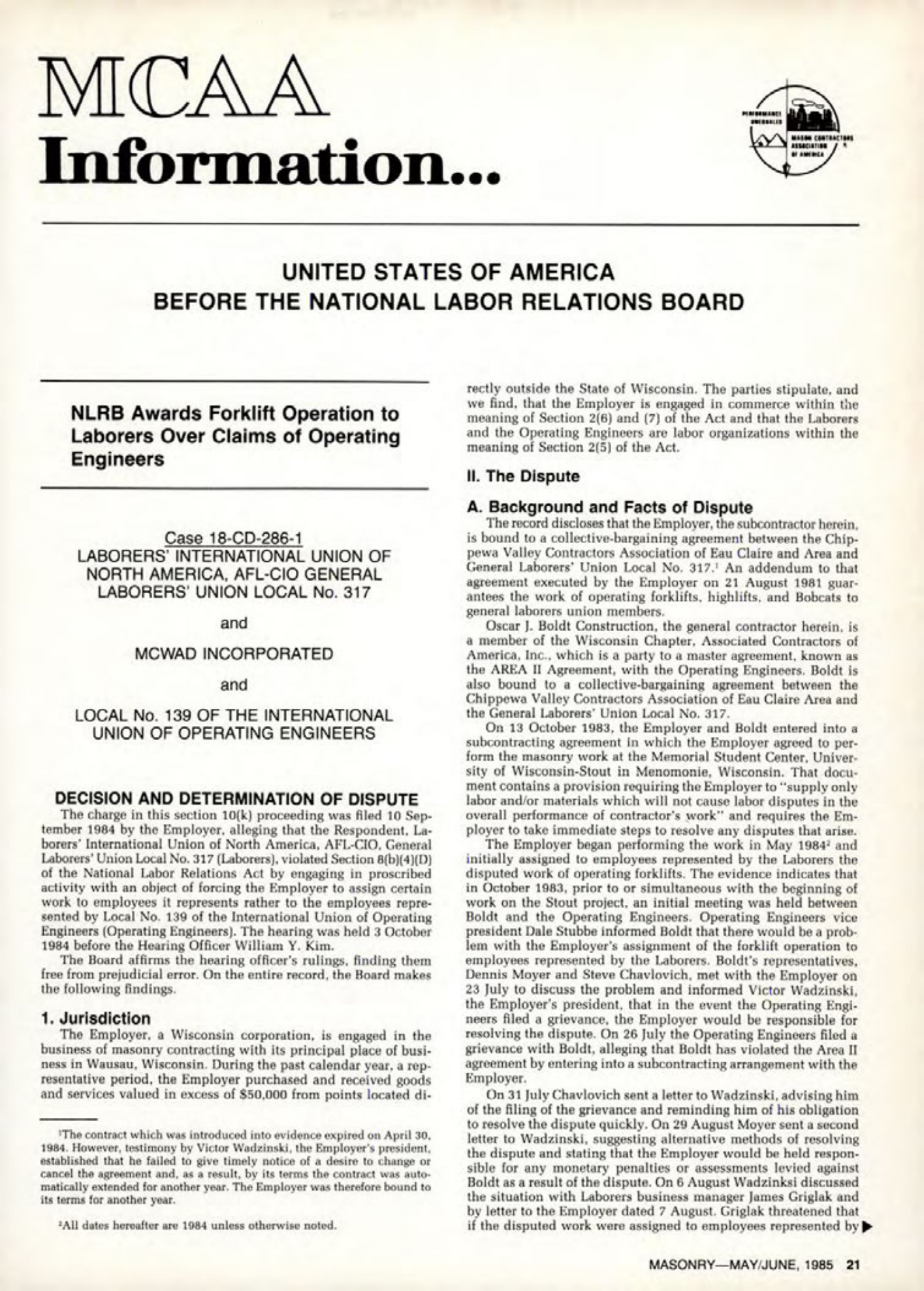 Masonry Magazine June 1985 Page. 21