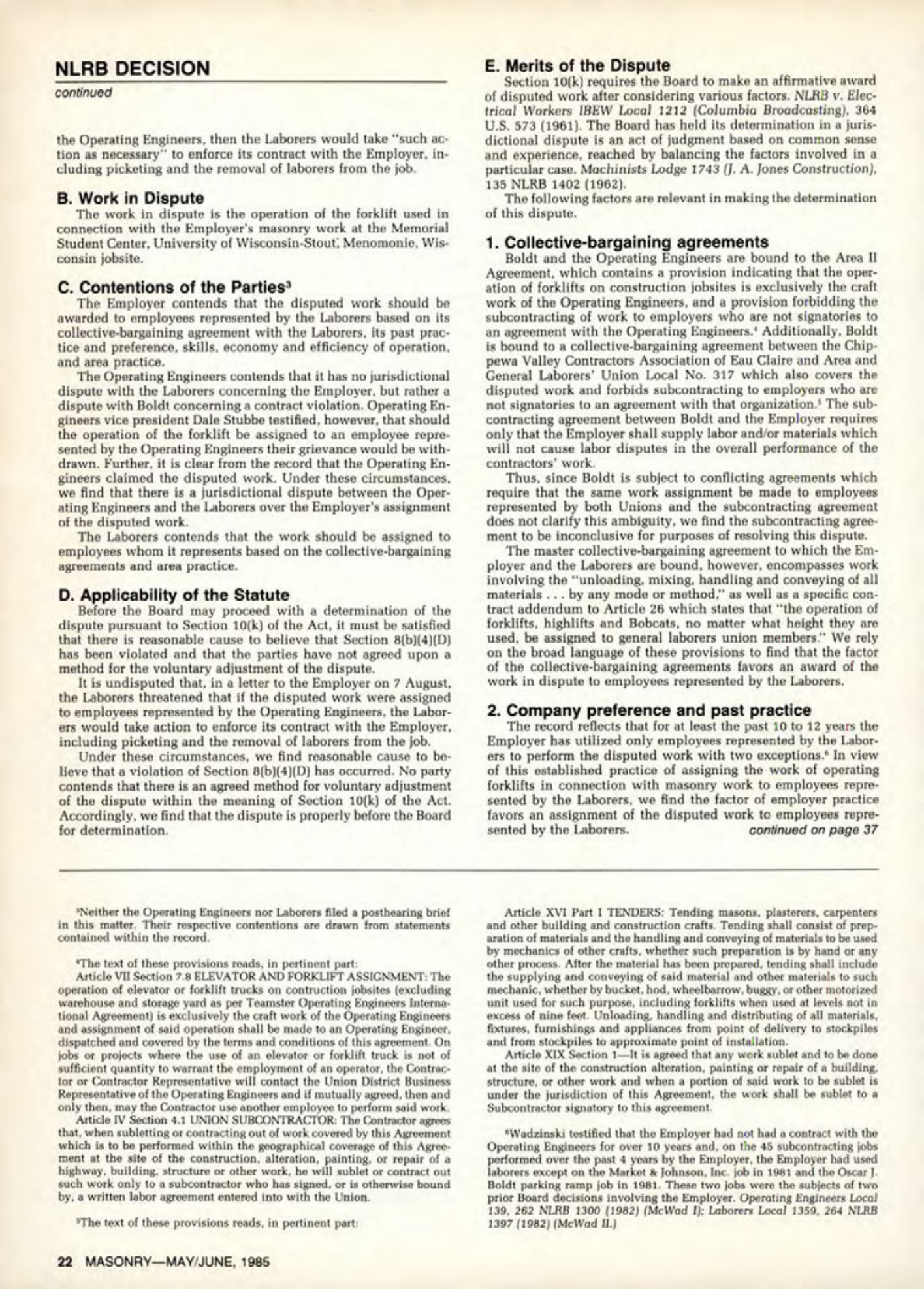 Masonry Magazine June 1985 Page. 22