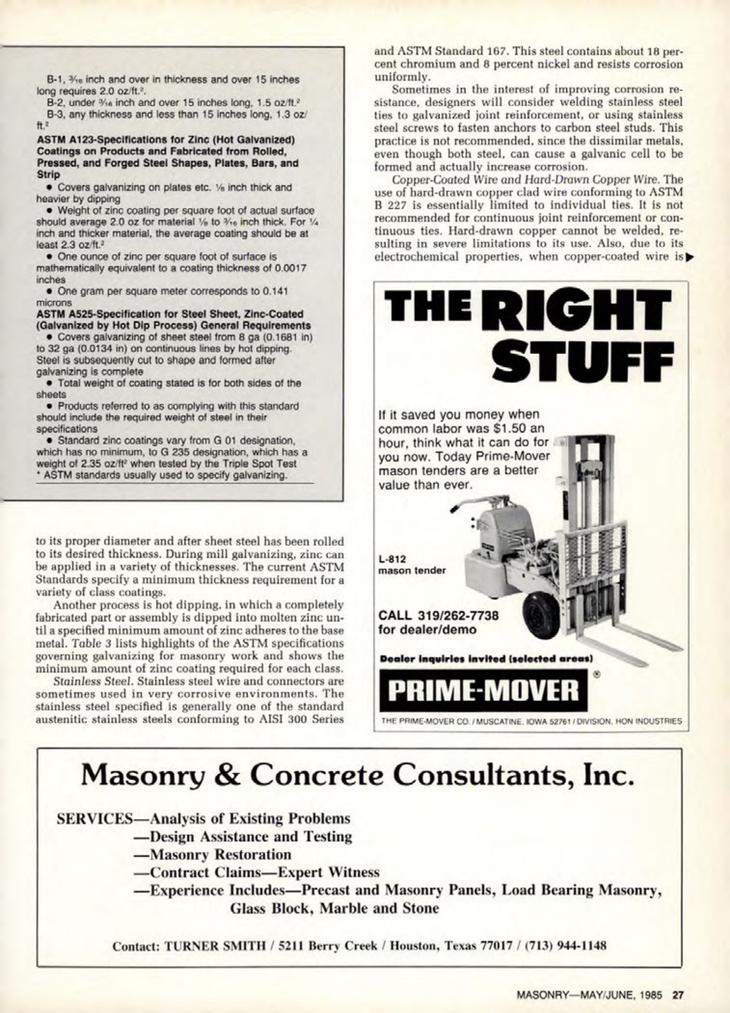 Masonry Magazine June 1985 Page. 27
