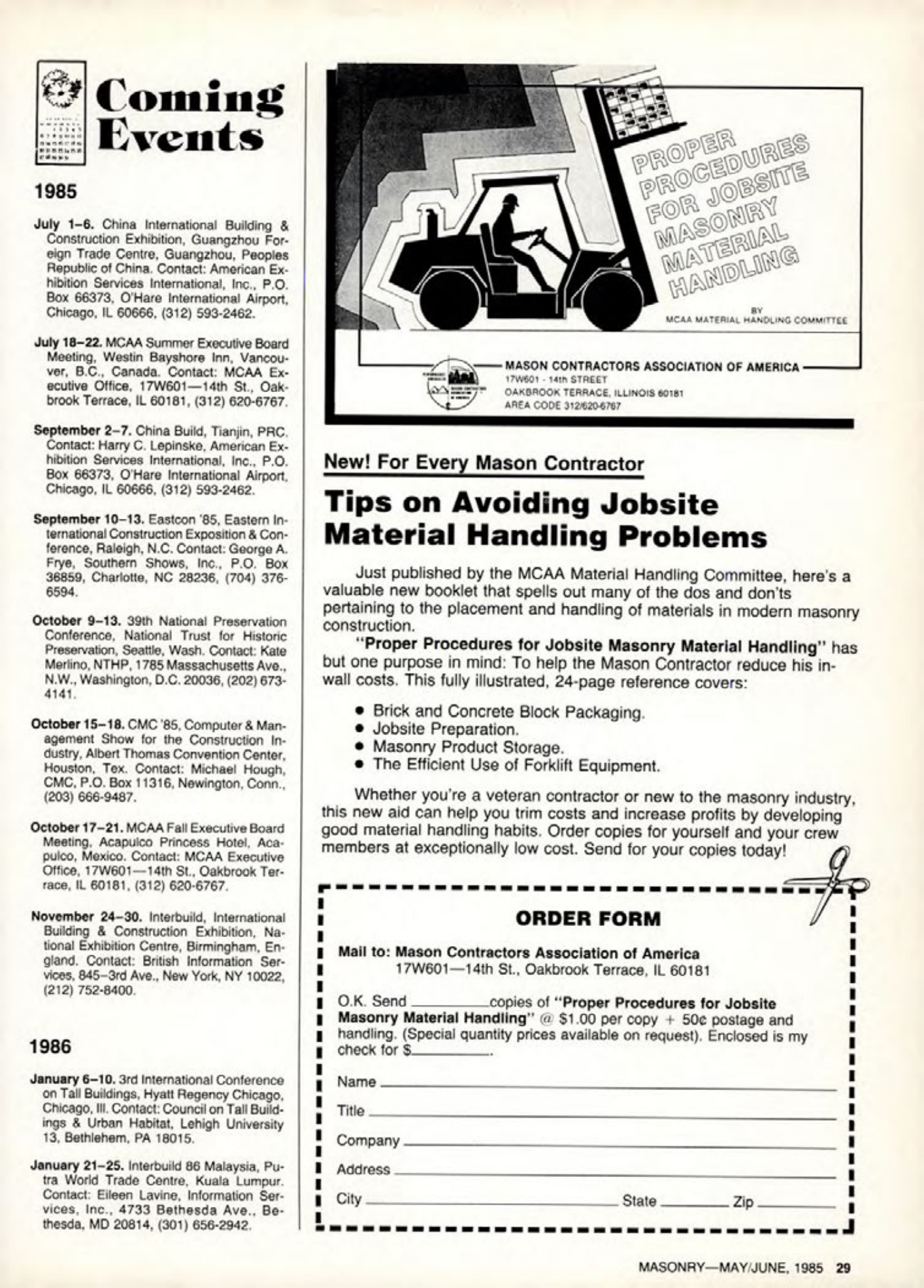 Masonry Magazine June 1985 Page. 29
