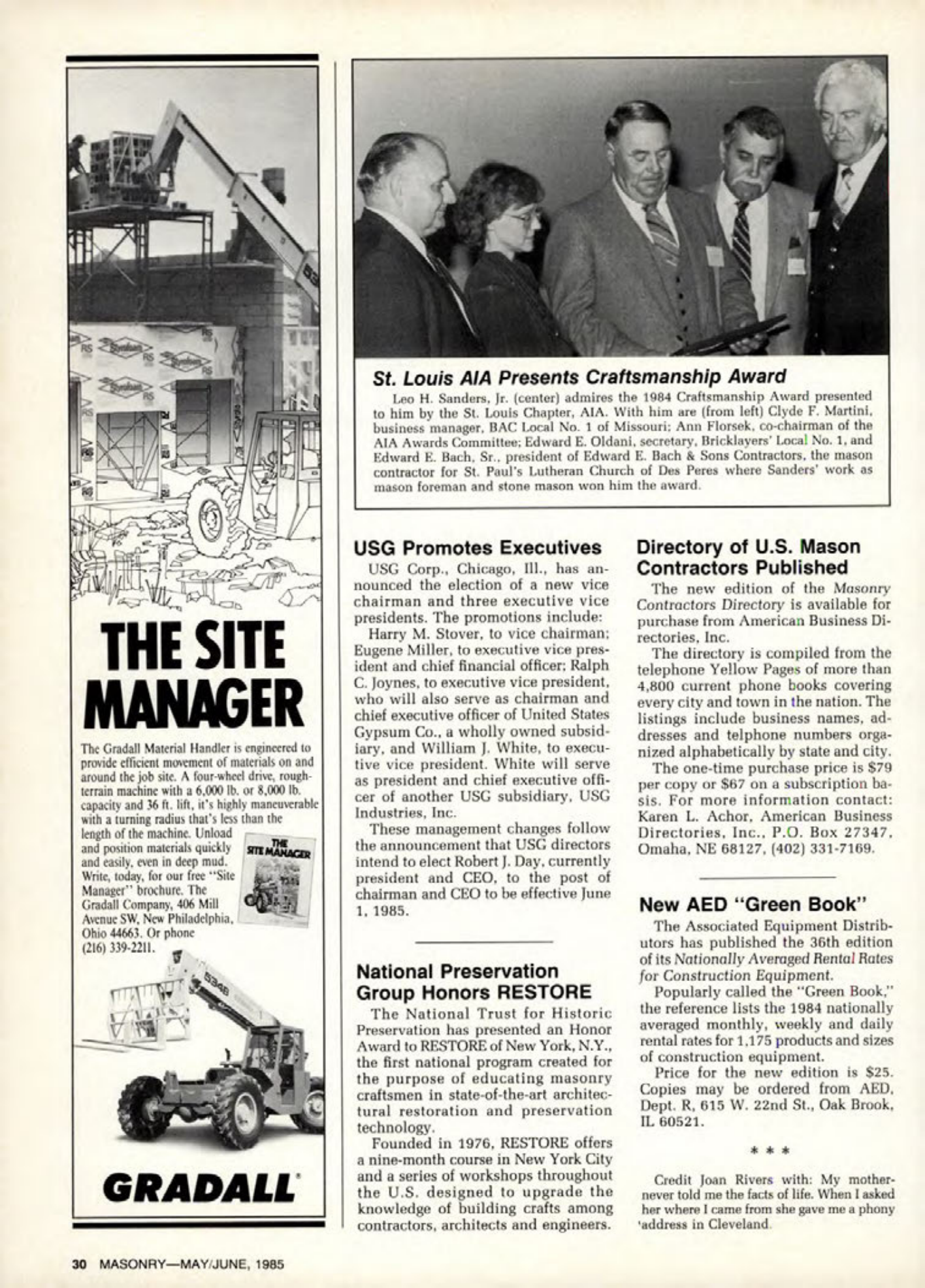 Masonry Magazine June 1985 Page. 30