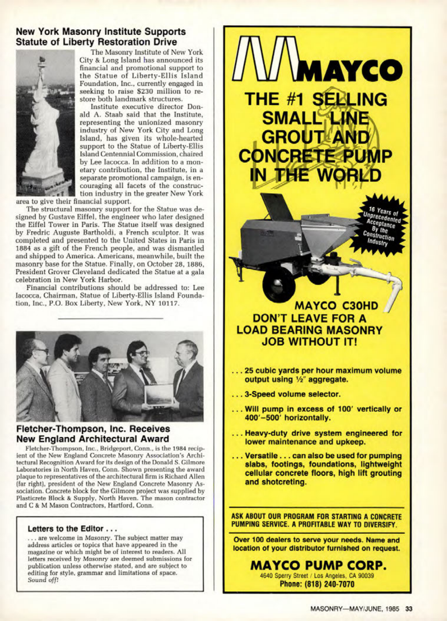 Masonry Magazine June 1985 Page. 33