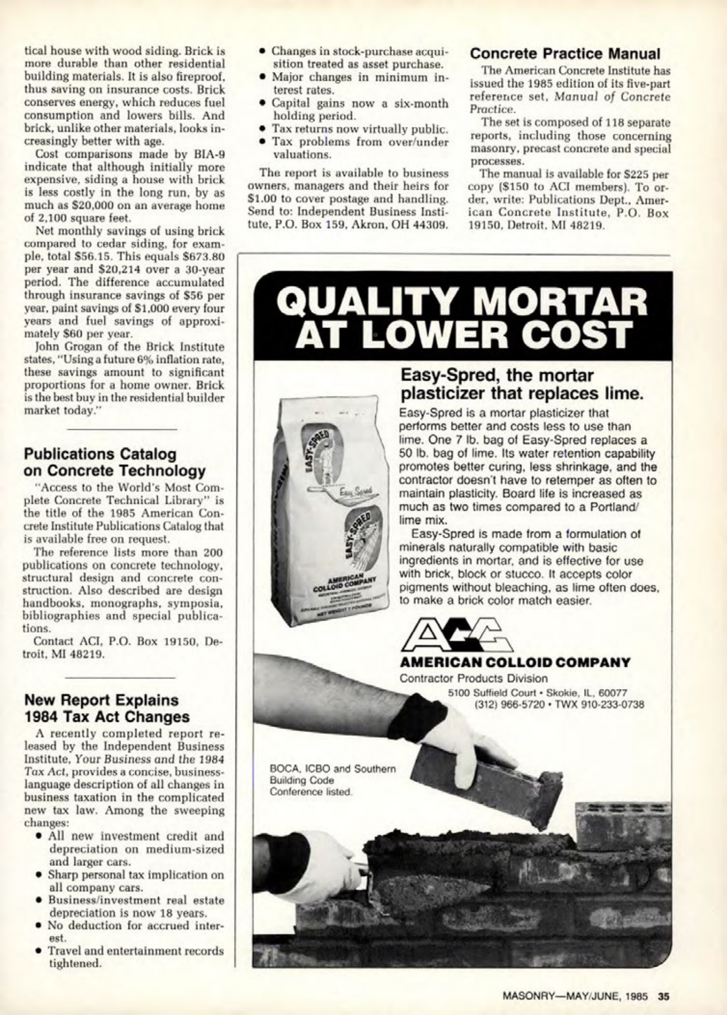 Masonry Magazine June 1985 Page. 35