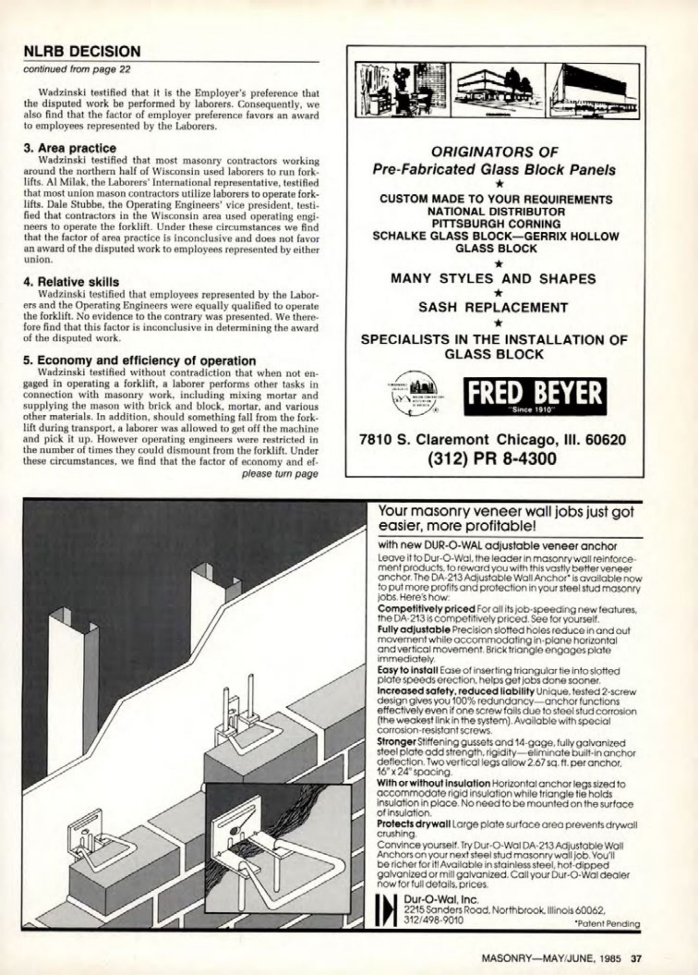 Masonry Magazine June 1985 Page. 37