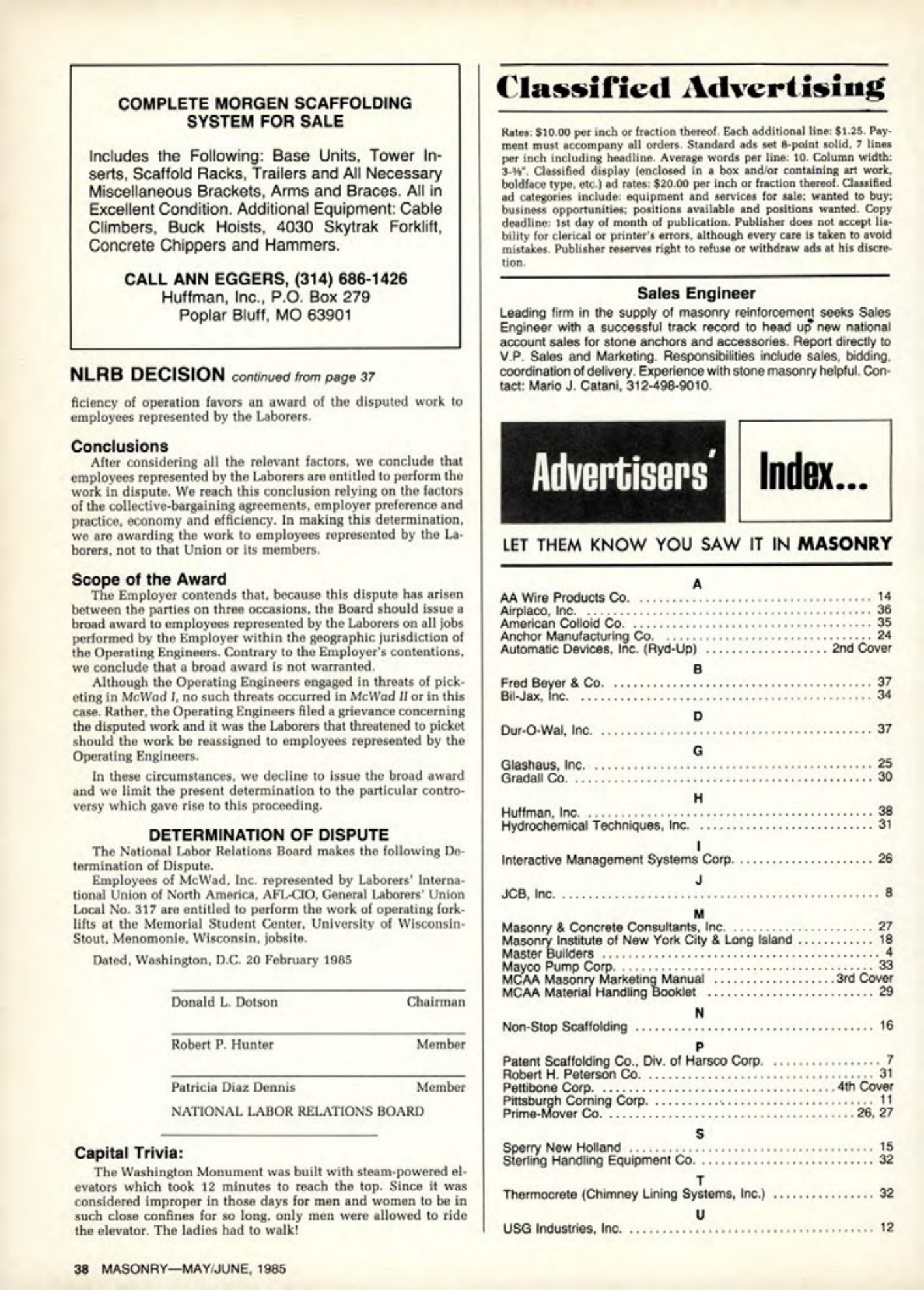 Masonry Magazine June 1985 Page. 38
