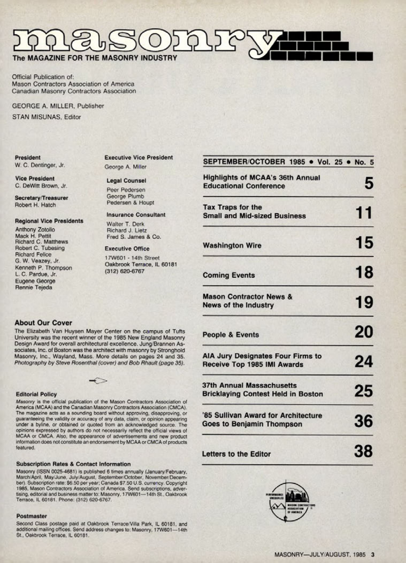 Masonry Magazine October 1985 Page. 3
