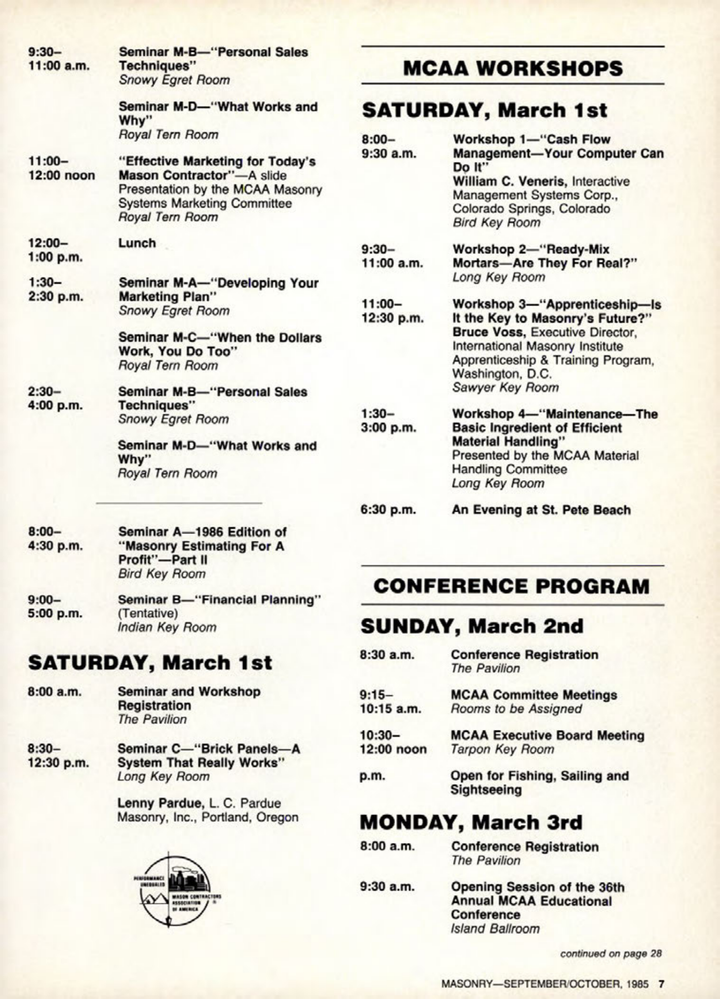 Masonry Magazine October 1985 Page. 7