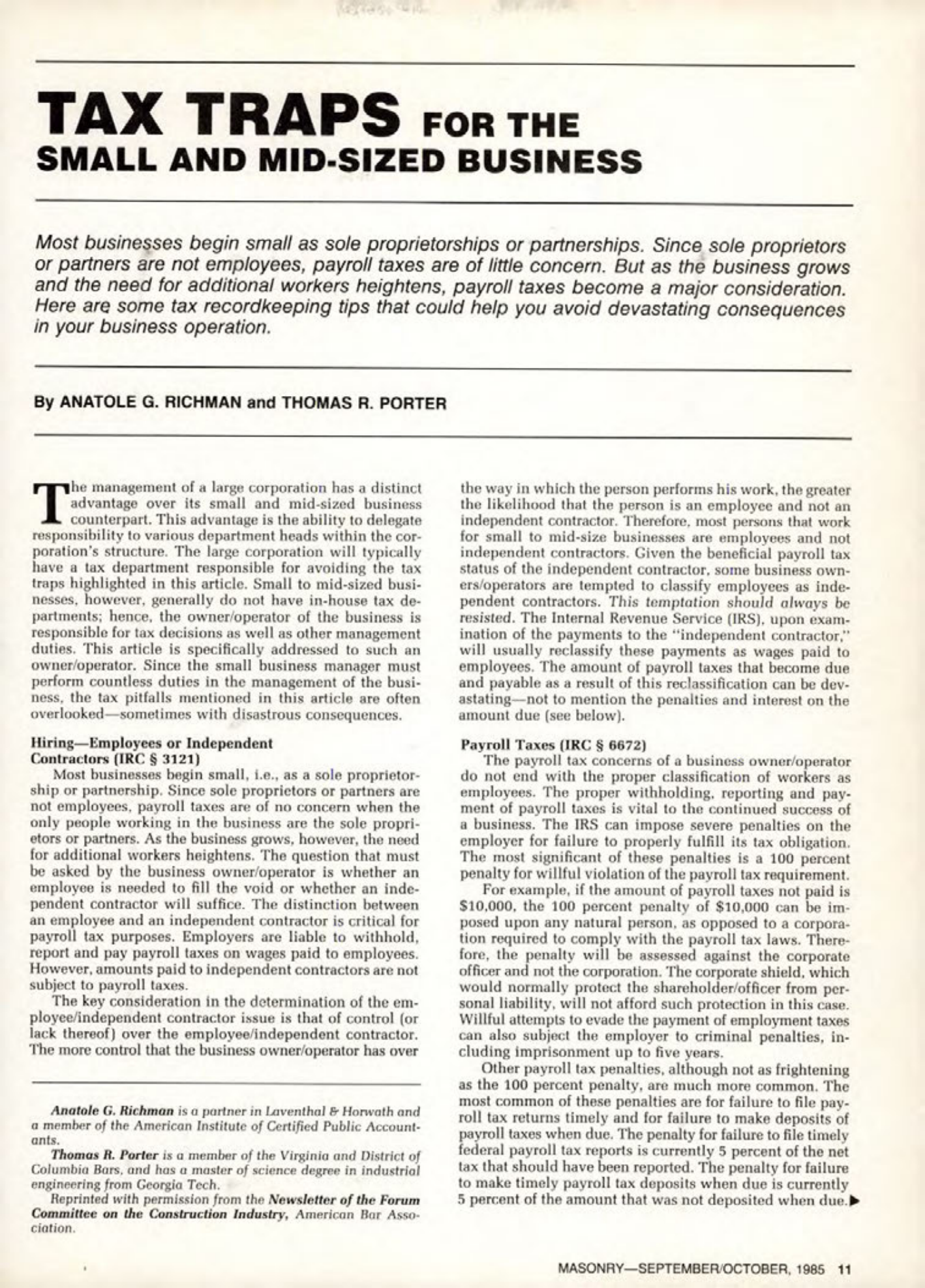 Masonry Magazine October 1985 Page. 11