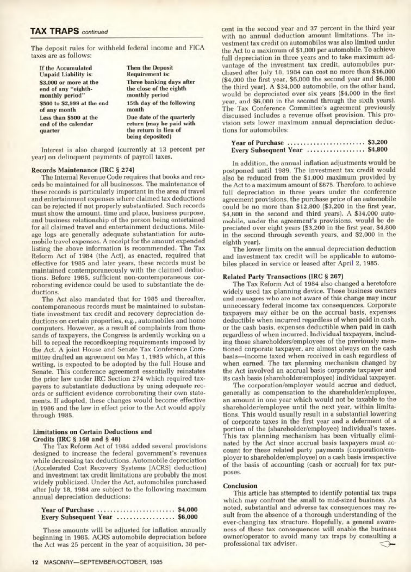 Masonry Magazine October 1985 Page. 12