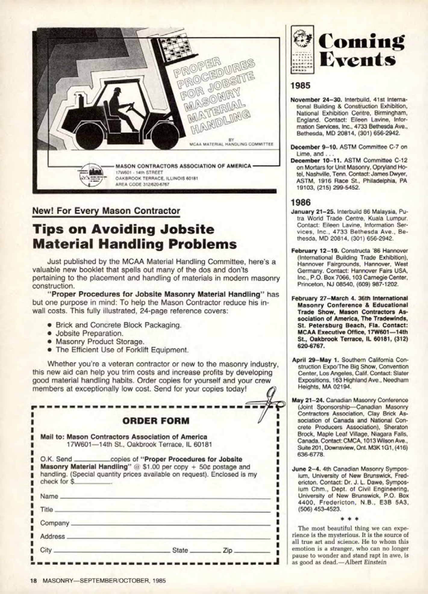 Masonry Magazine October 1985 Page. 18