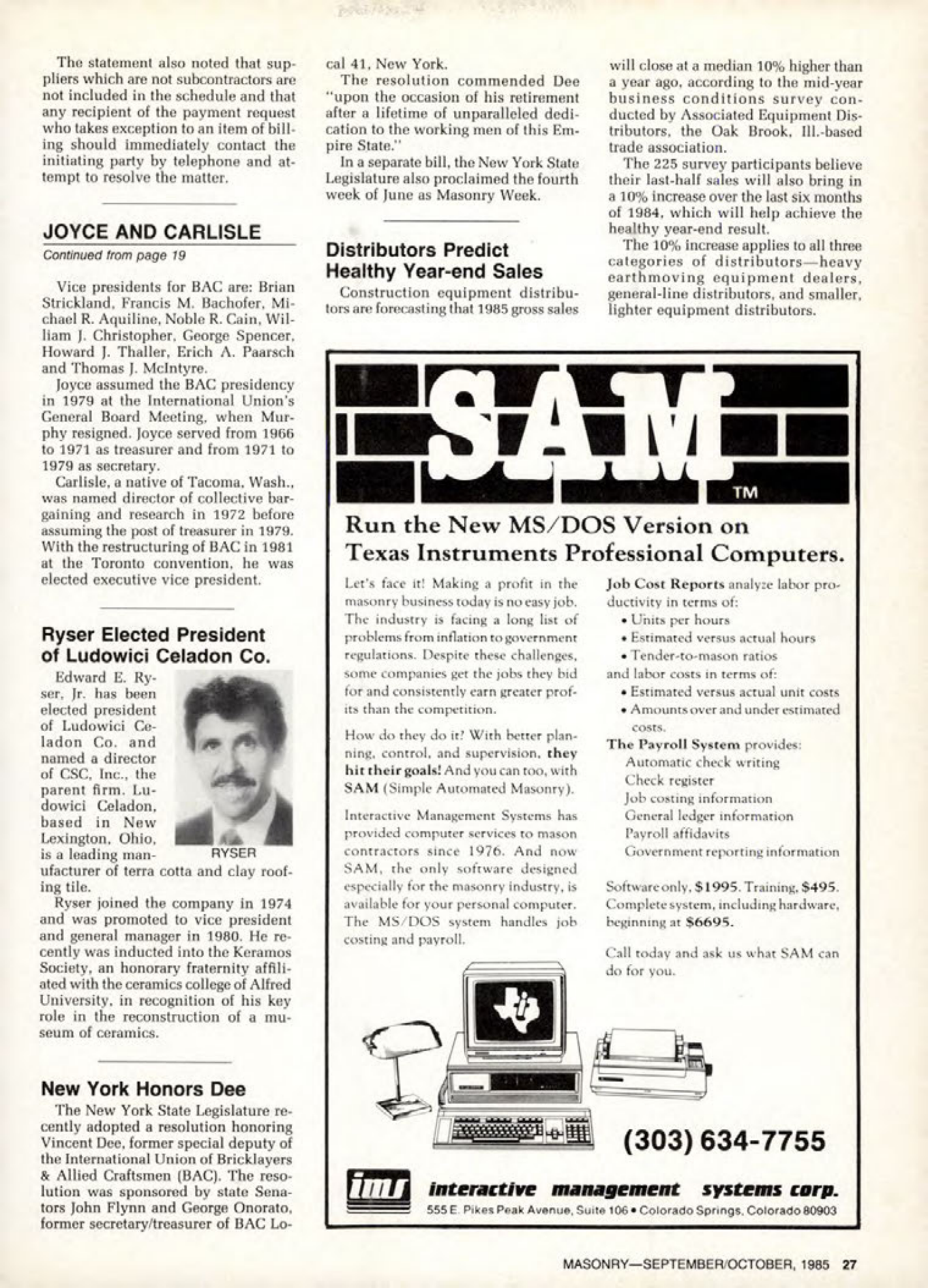 Masonry Magazine October 1985 Page. 31
