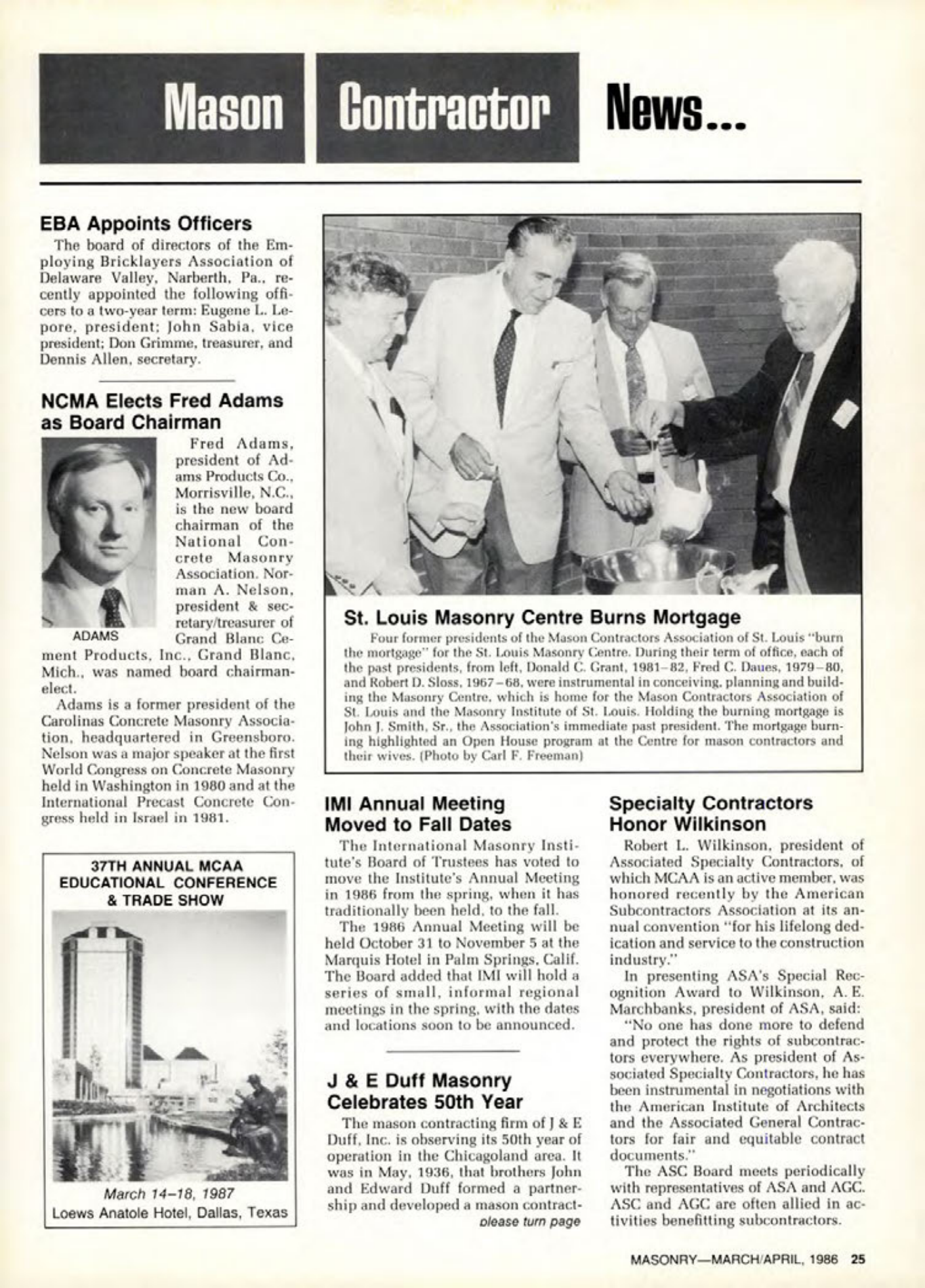 Masonry Magazine April 1986 Page. 25