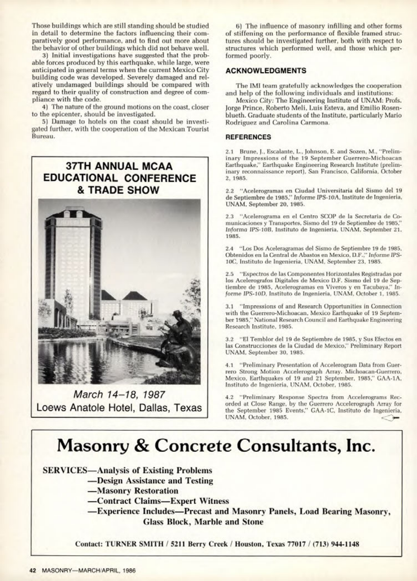 Masonry Magazine April 1986 Page. 42