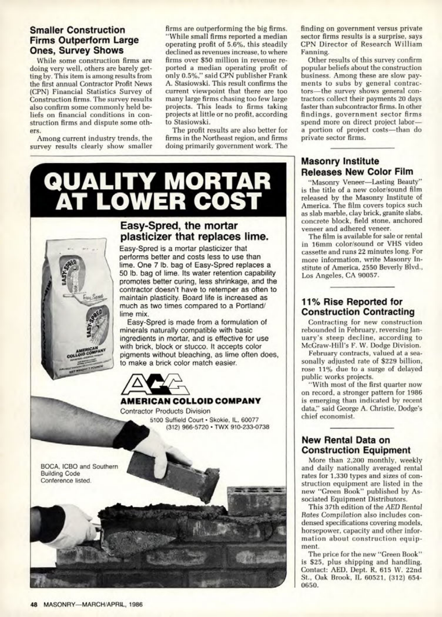 Masonry Magazine April 1986 Page. 48