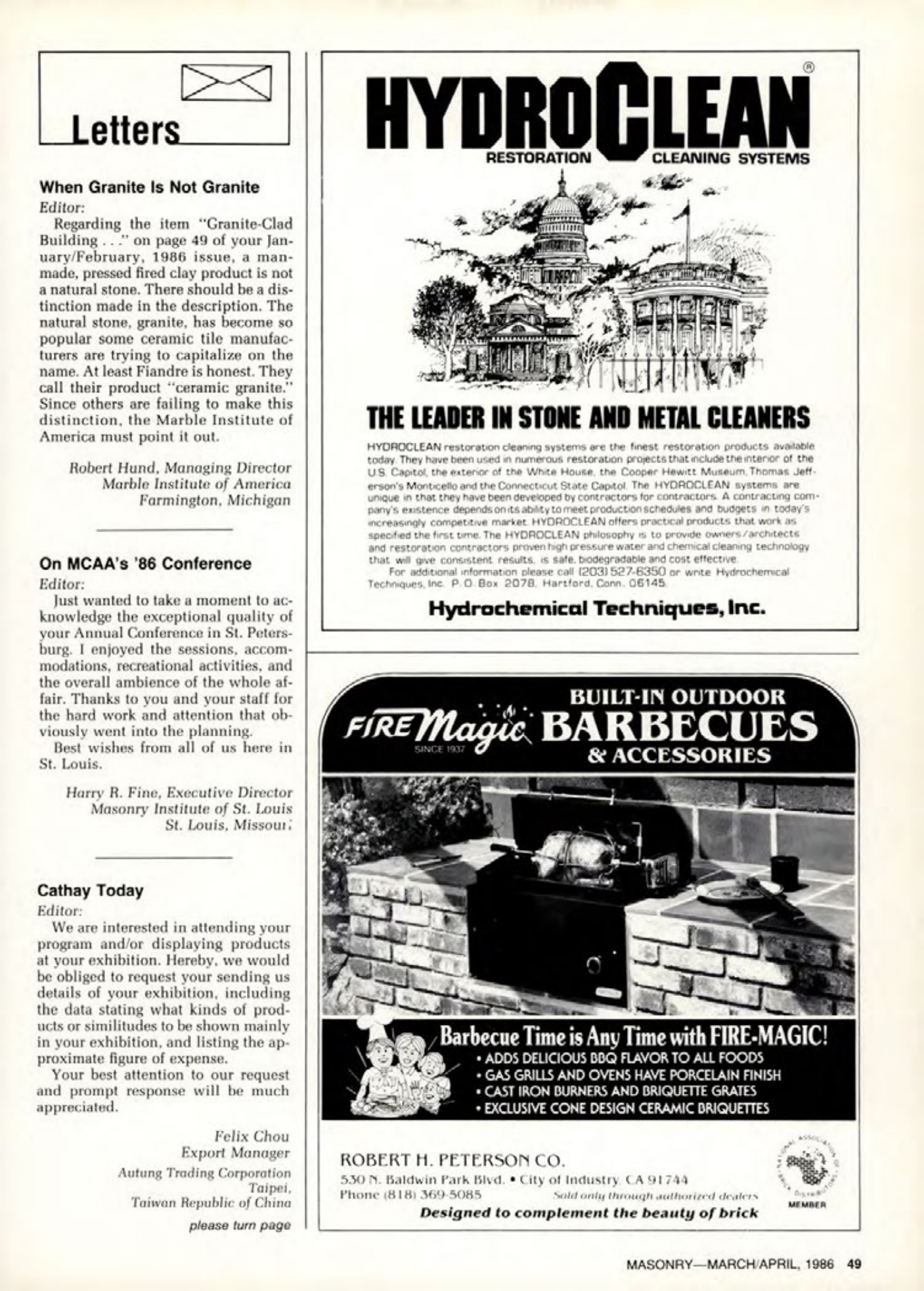 Masonry Magazine April 1986 Page. 49