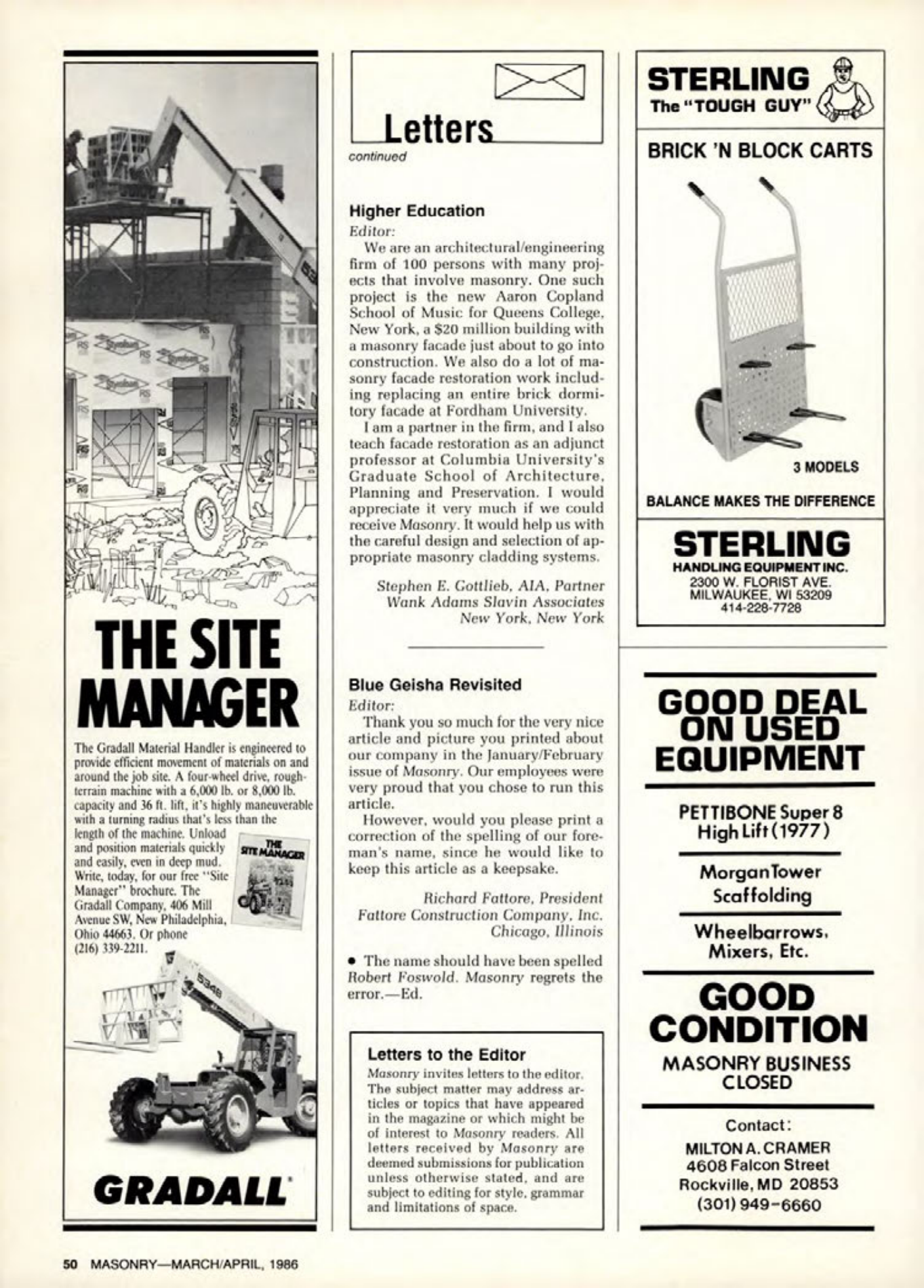 Masonry Magazine April 1986 Page. 50