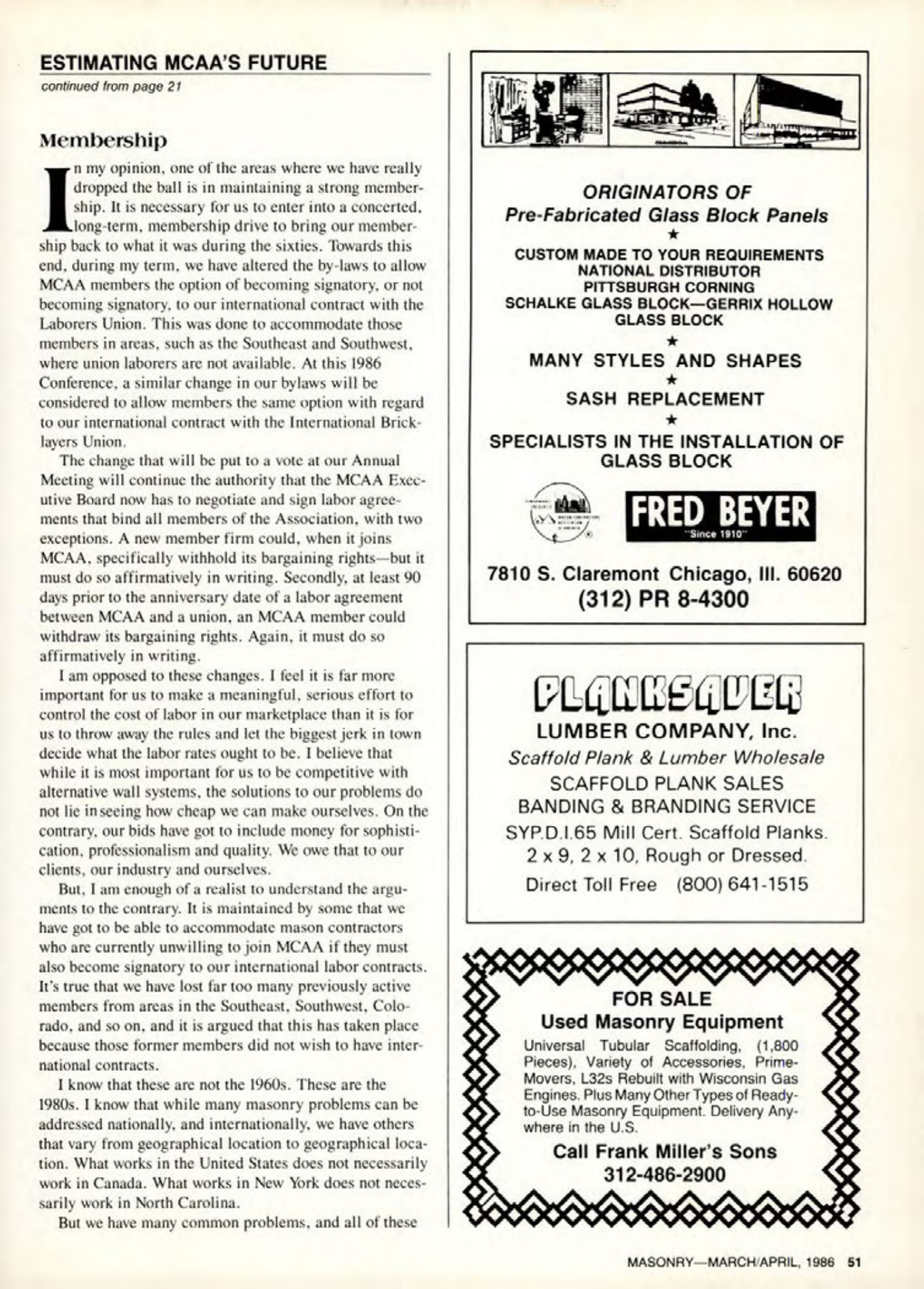 Masonry Magazine April 1986 Page. 51