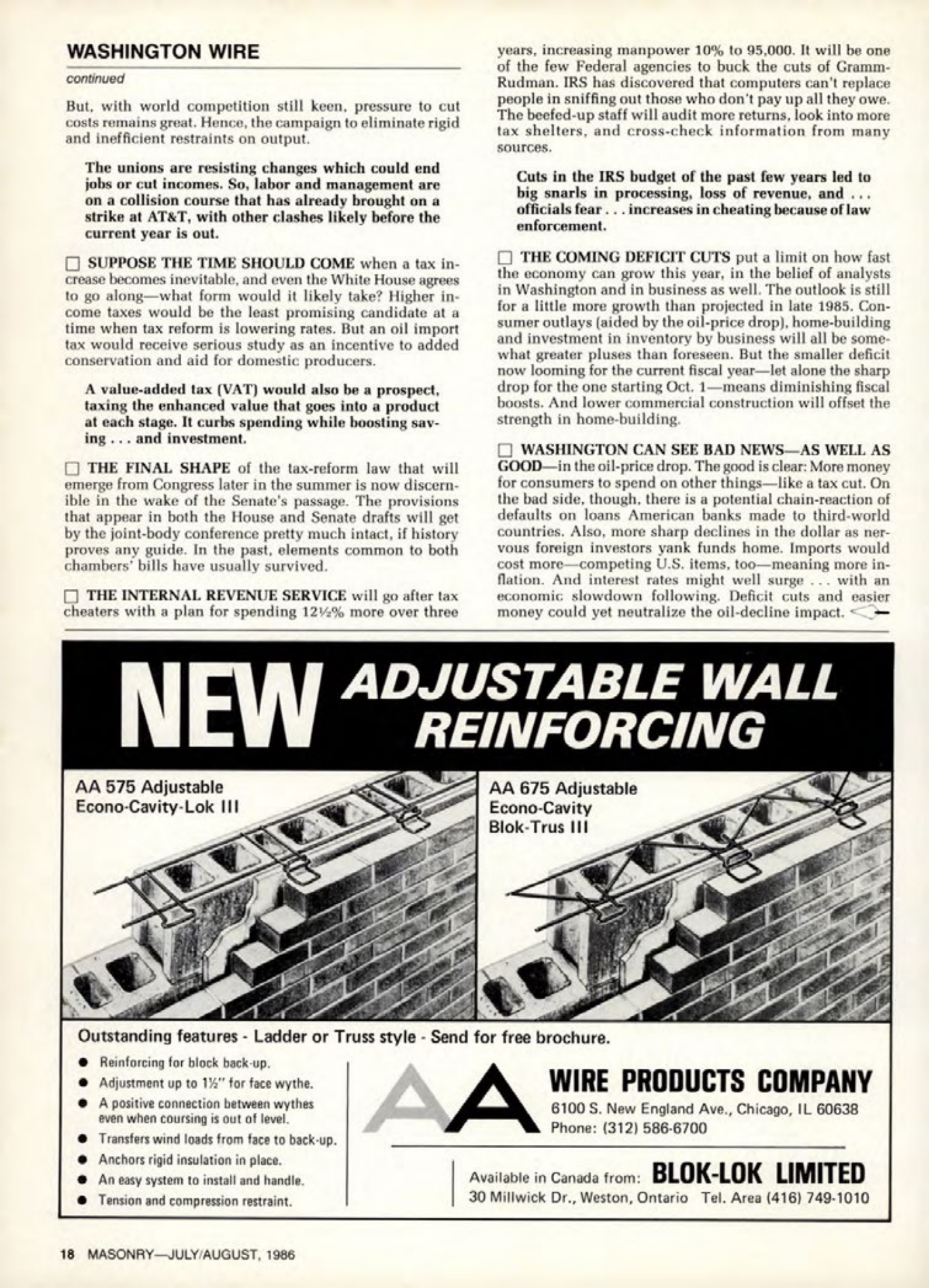 Masonry Magazine August 1986 Page. 18