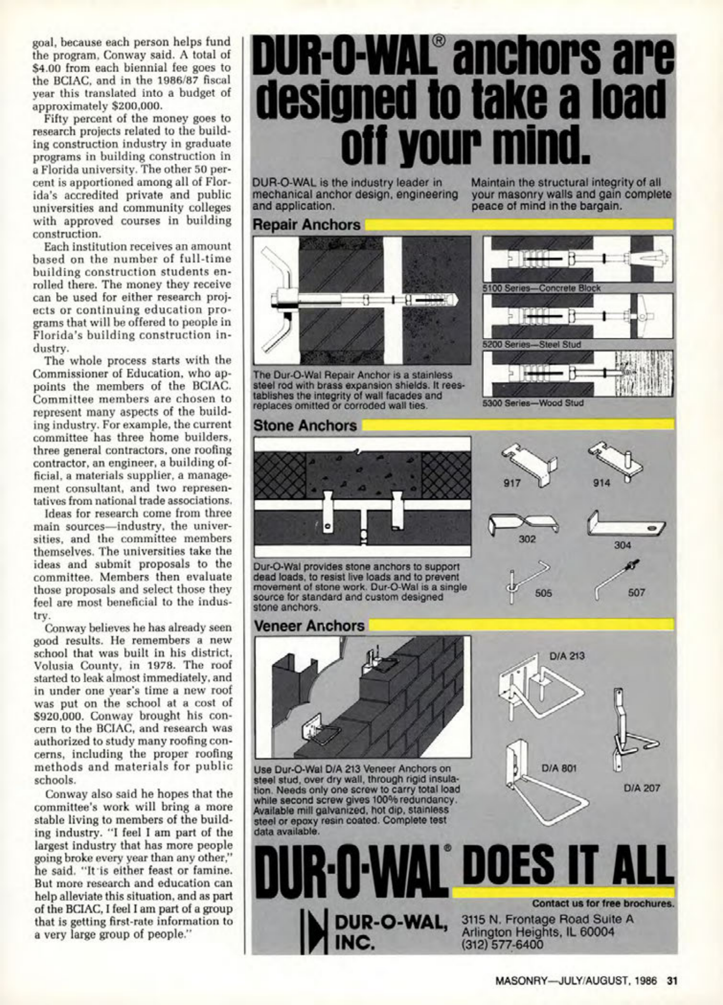 Masonry Magazine August 1986 Page. 31