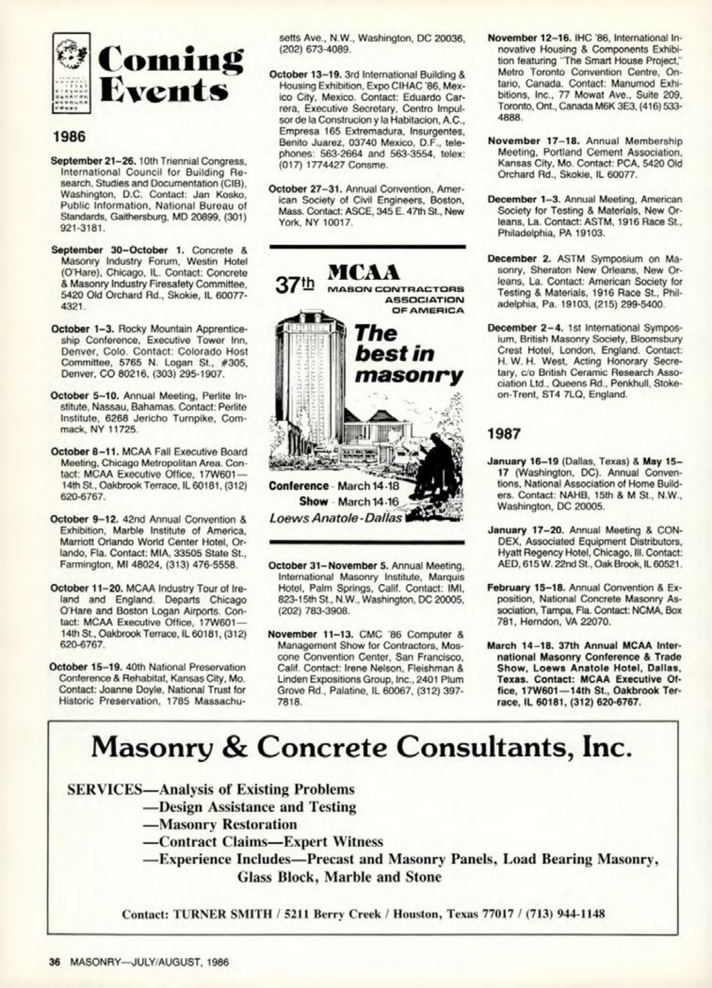 Masonry Magazine August 1986 Page. 36
