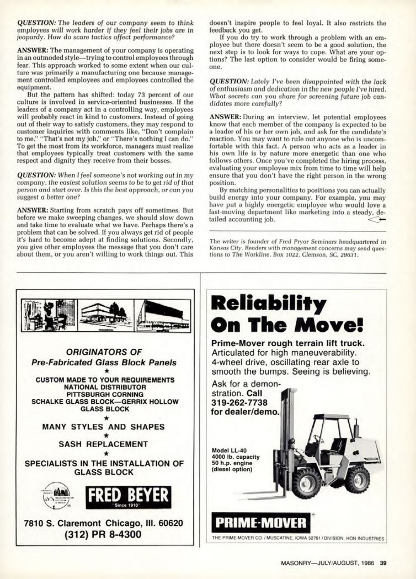 Masonry Magazine August 1986 Page. 39