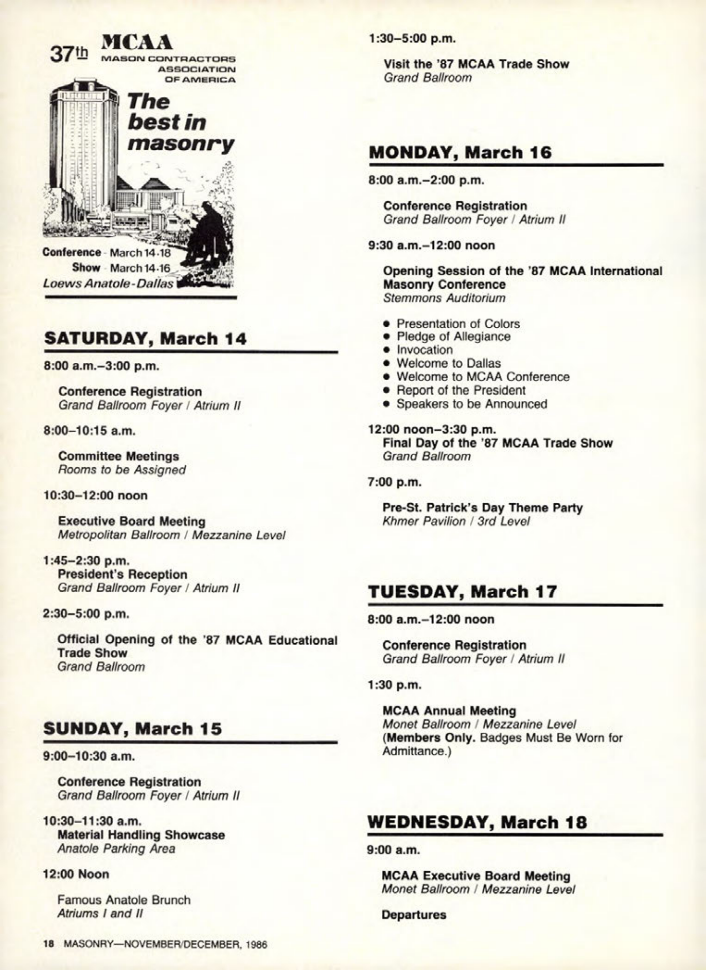 Masonry Magazine December 1986 Page. 18