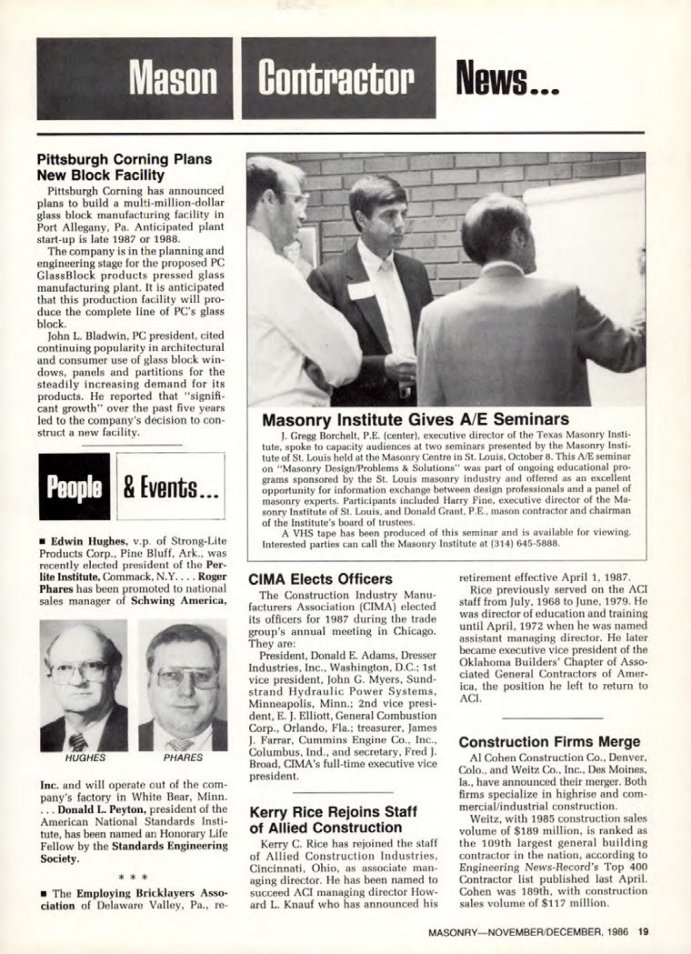 Masonry Magazine December 1986 Page. 19