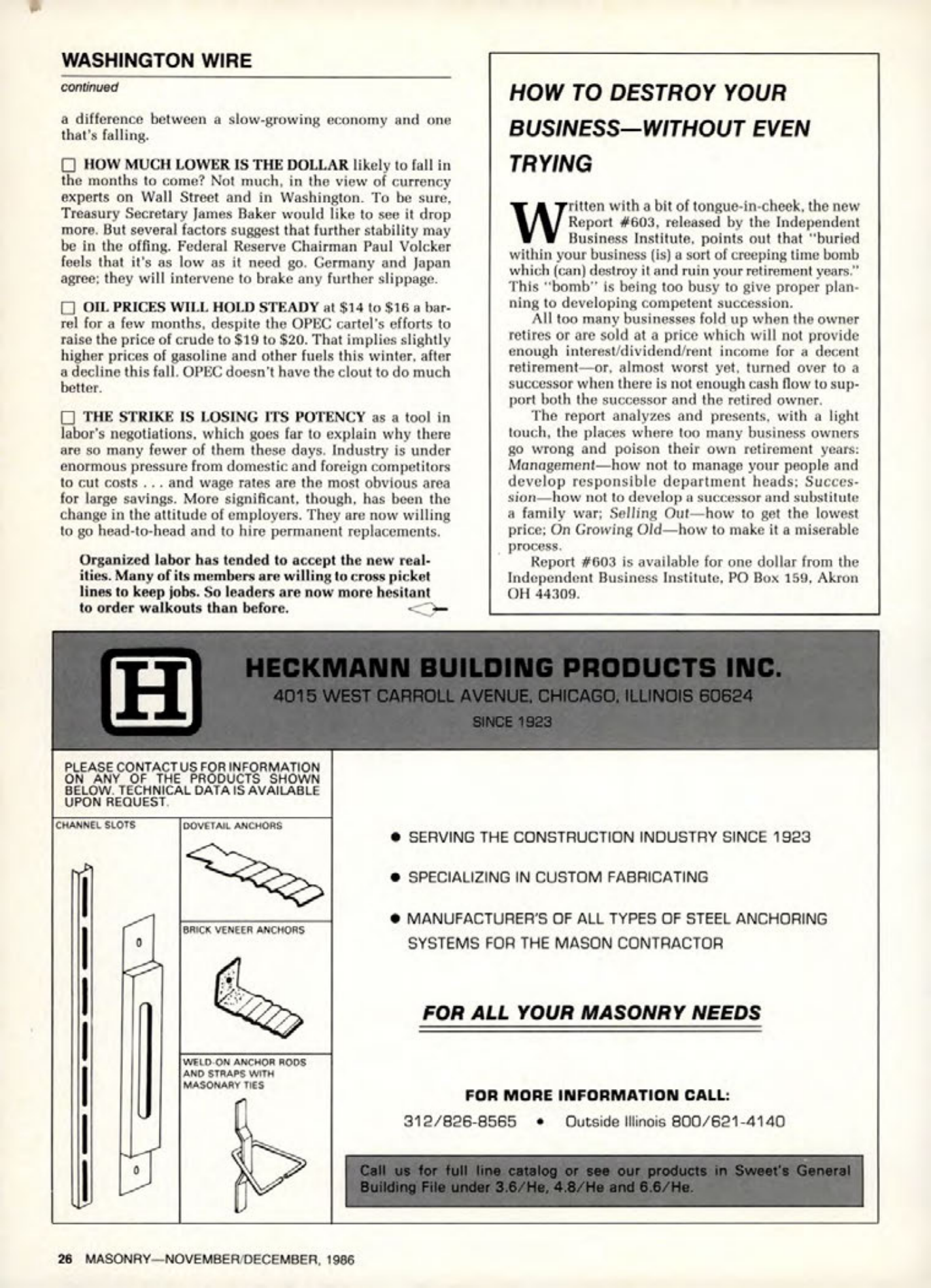Masonry Magazine December 1986 Page. 26