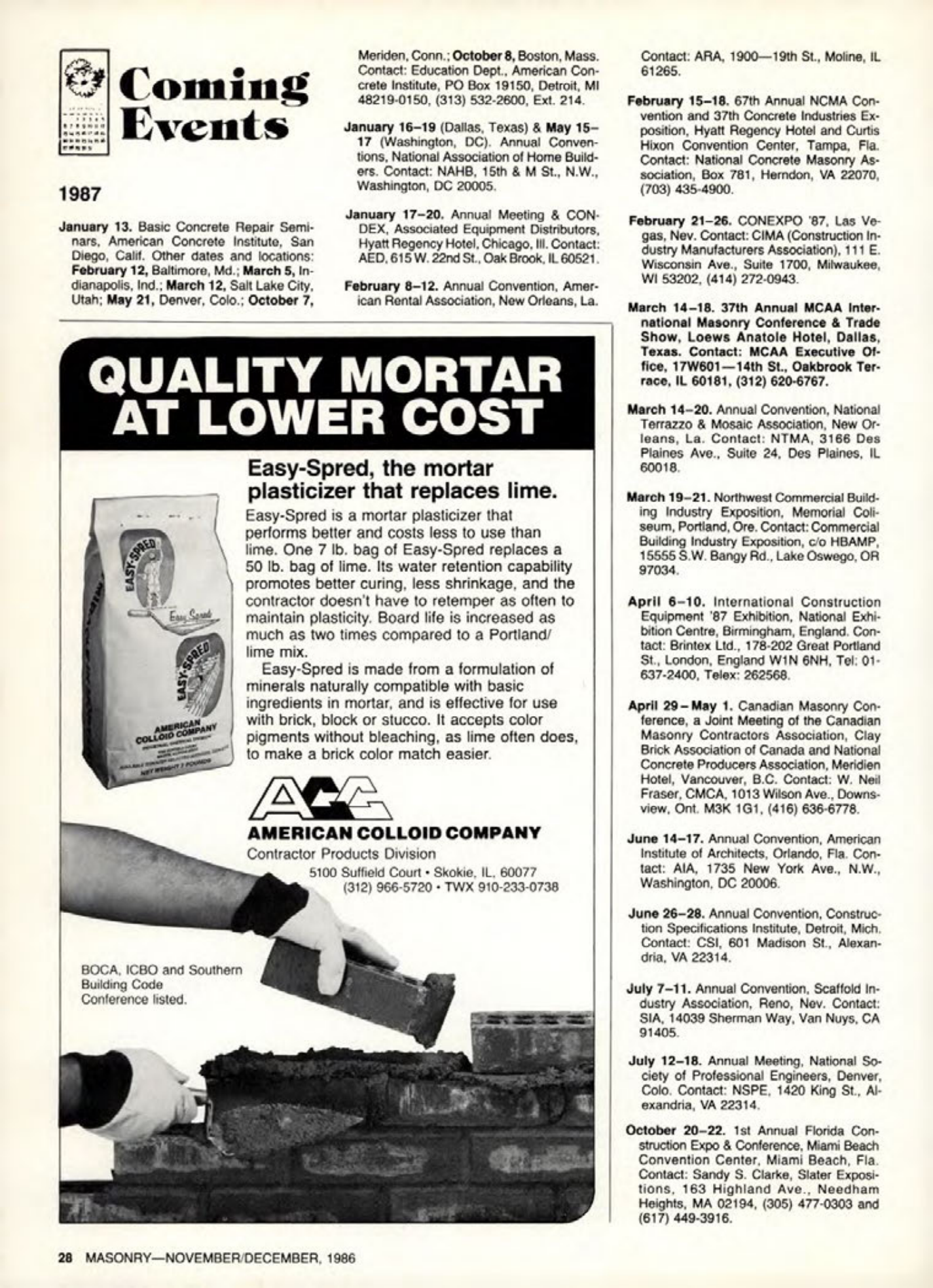 Masonry Magazine December 1986 Page. 28