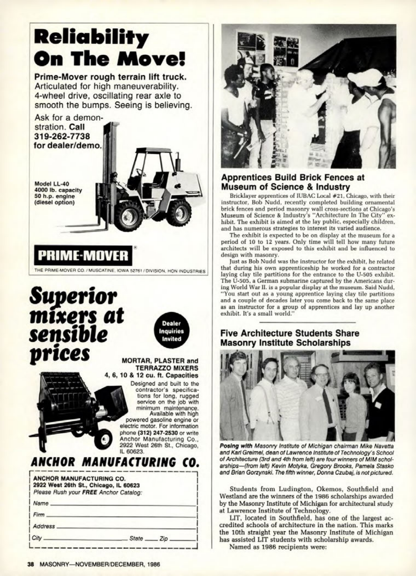 Masonry Magazine December 1986 Page. 38