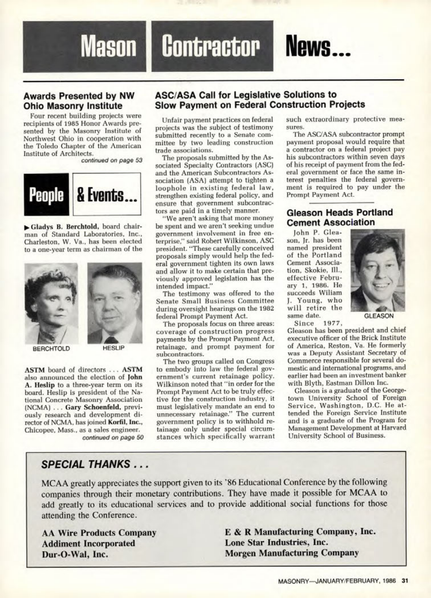 Masonry Magazine February 1986 Page. 31