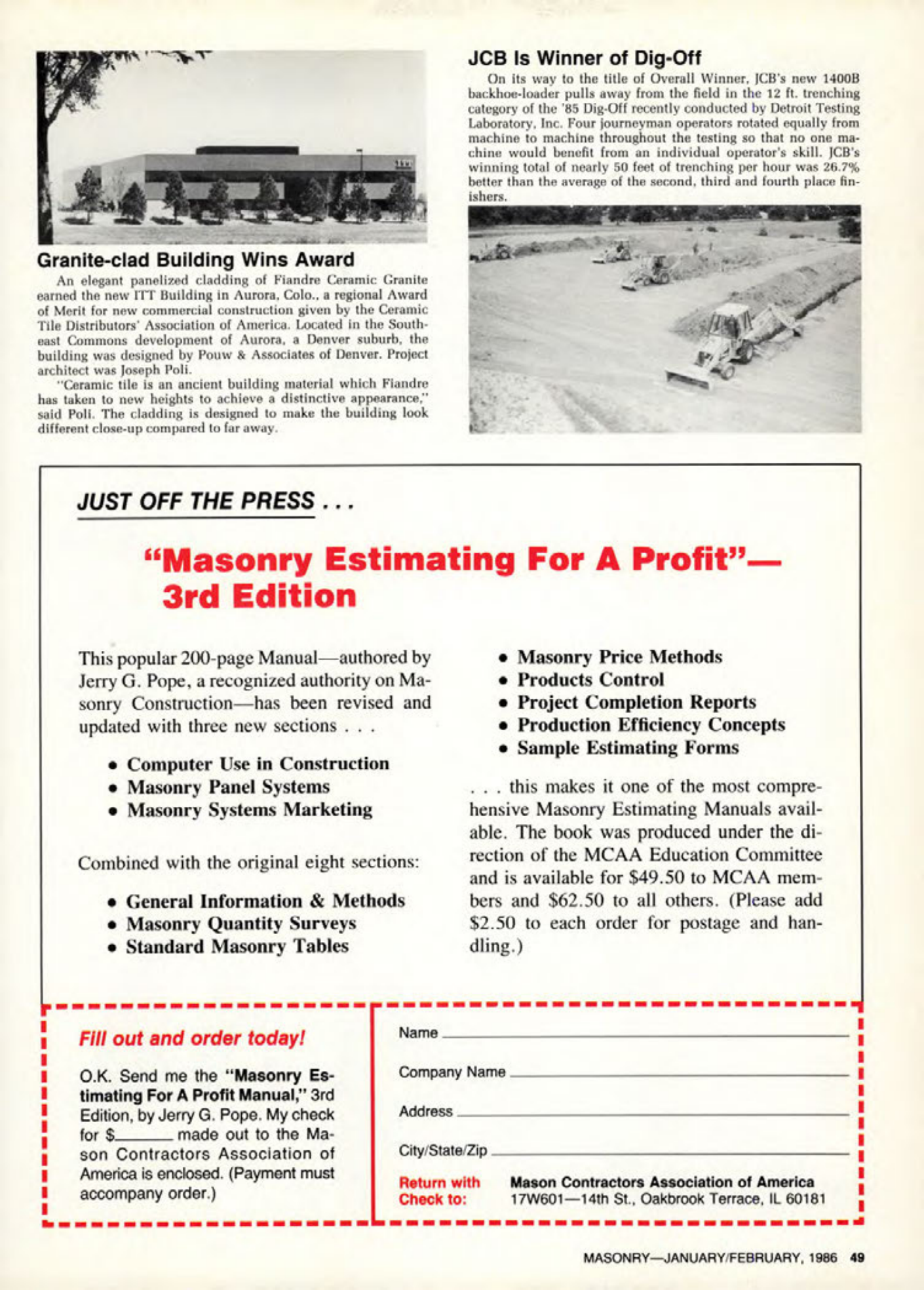 Masonry Magazine February 1986 Page. 49