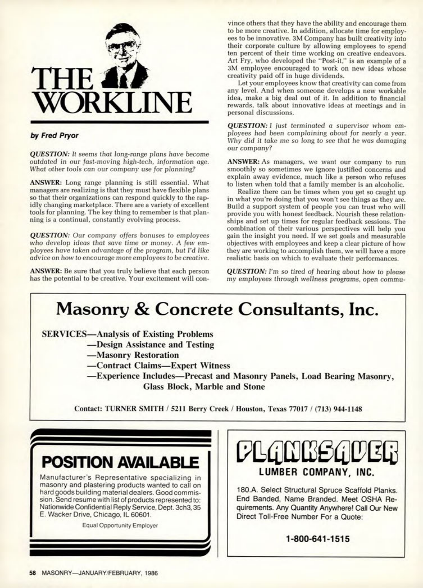 Masonry Magazine February 1986 Page. 58