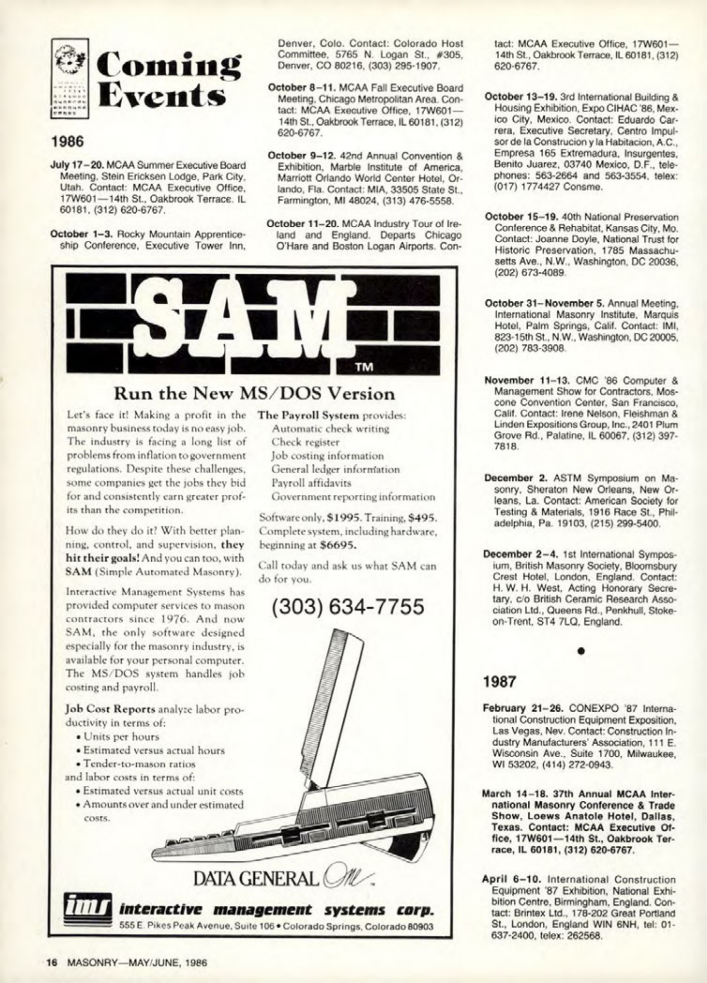 Masonry Magazine June 1986 Page. 16