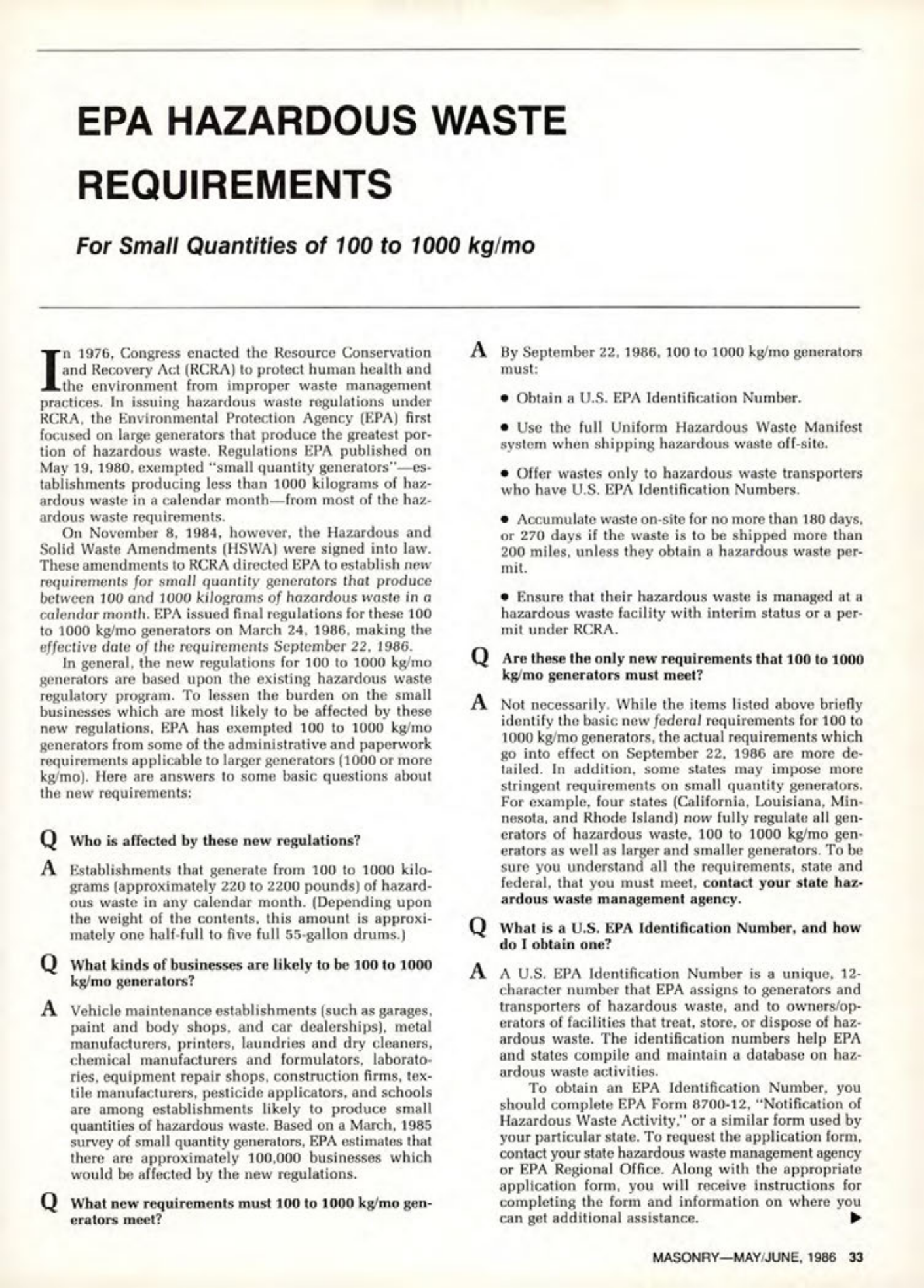 Masonry Magazine June 1986 Page. 33